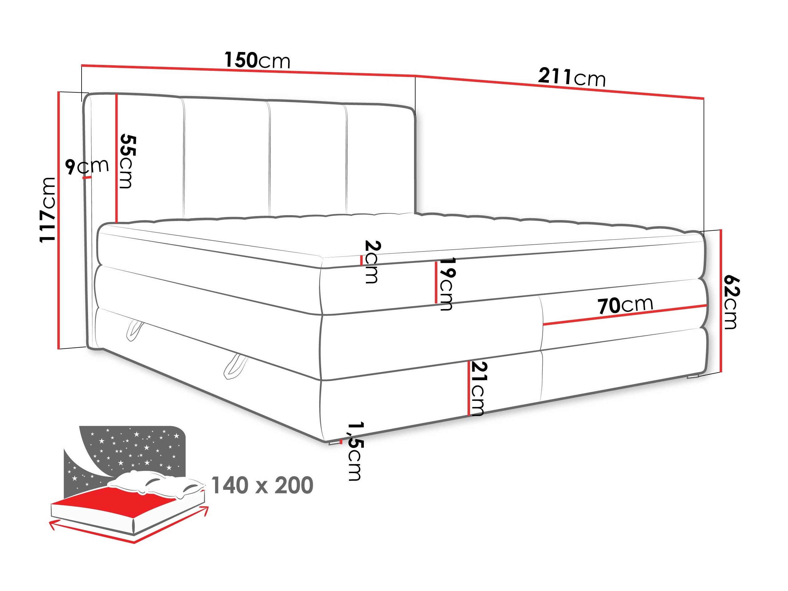 Lit continental ComfiDream 205 (Onega 14)