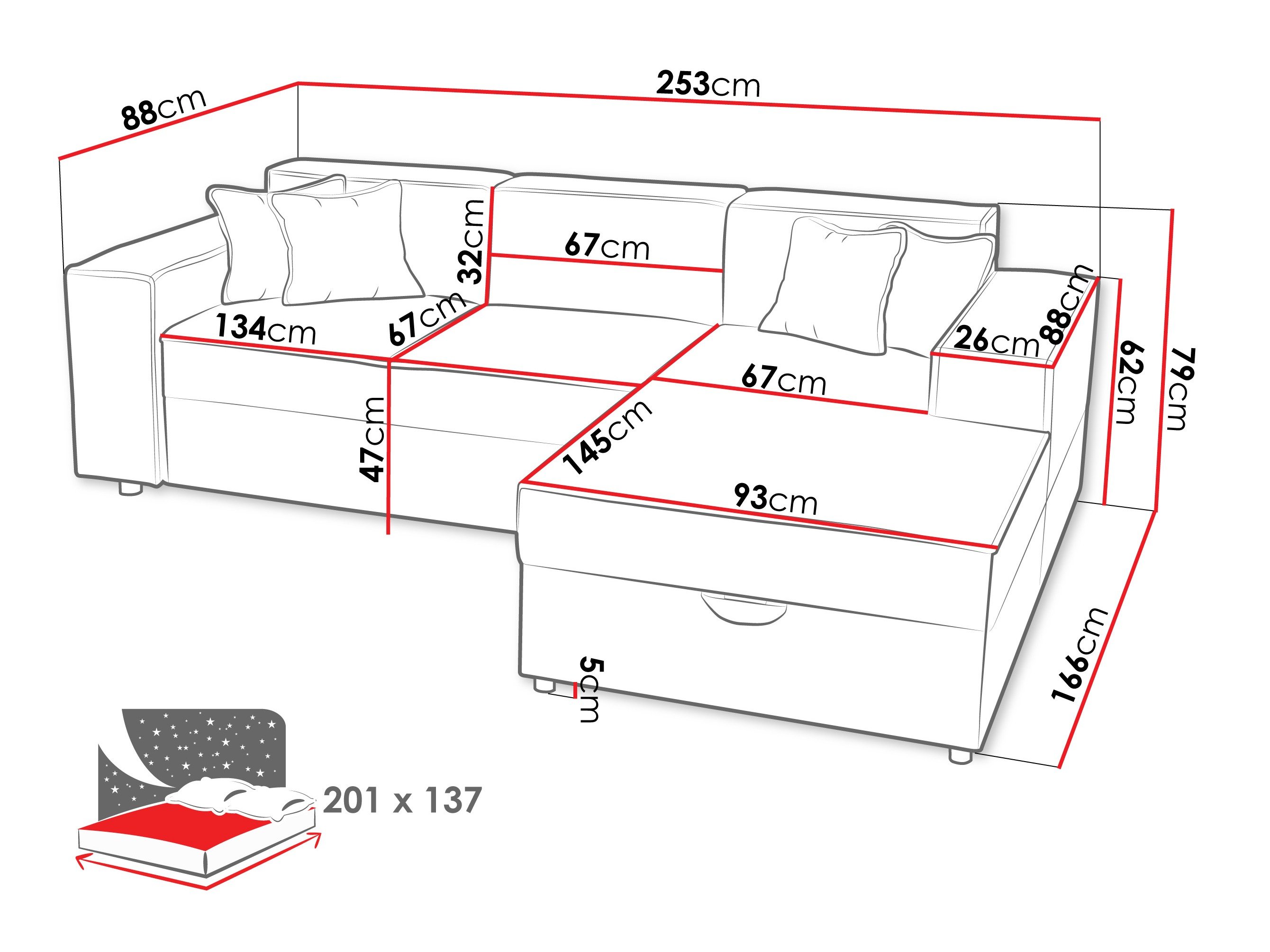 Canapé d'angle Clovis 116 (Coral 65)