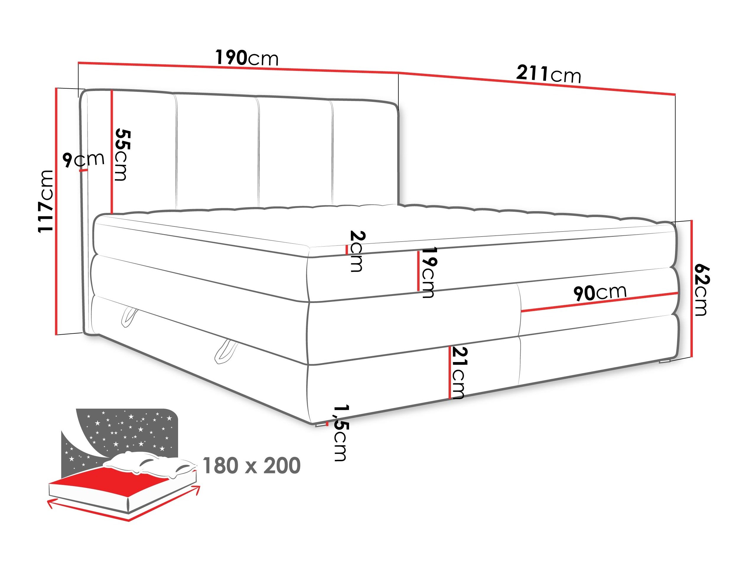 Lit continental ComfiDream 205 (Onega 14)
