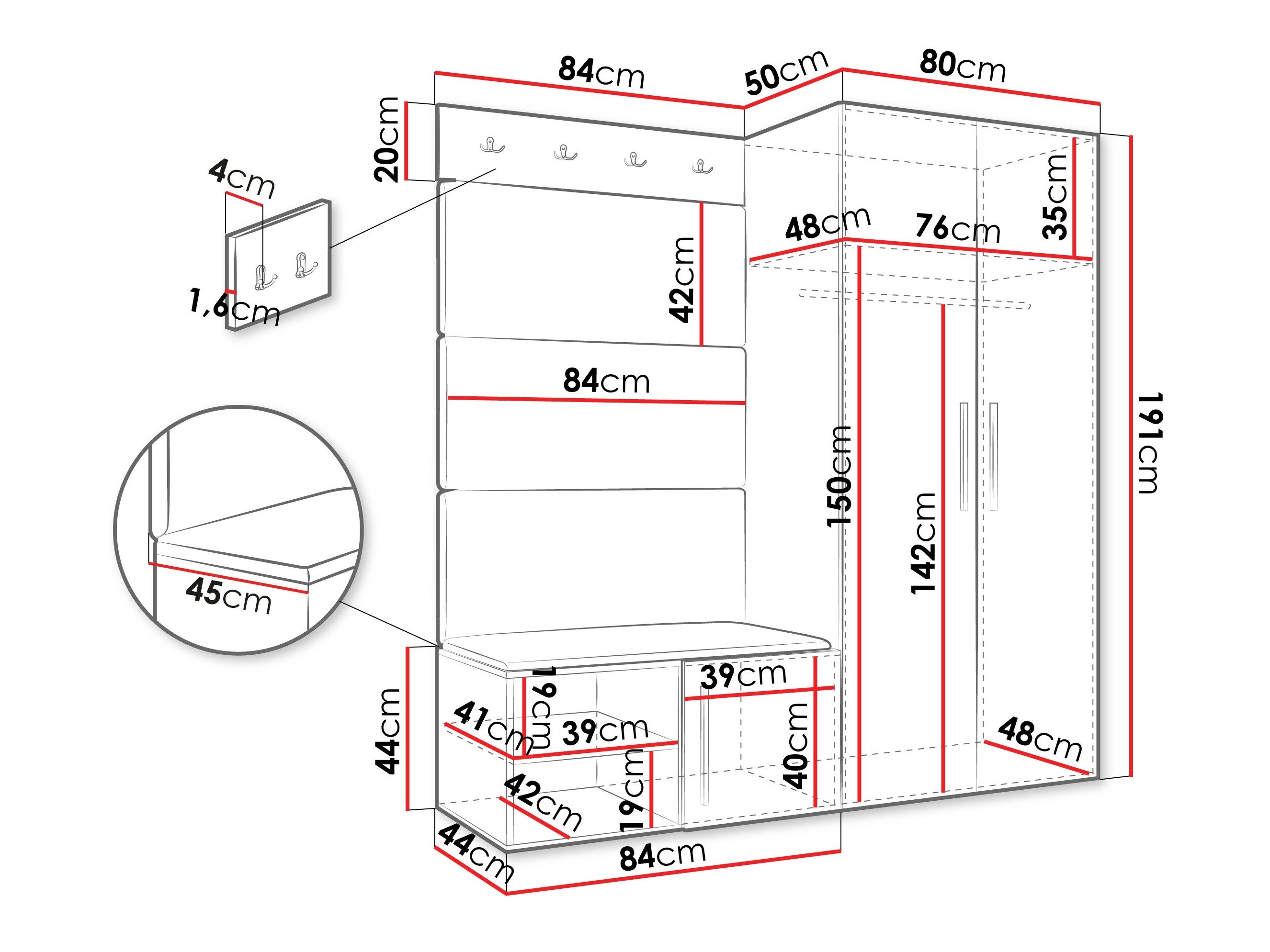 Meuble d'entrée Hartford 526 (Blanc)