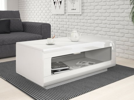 Table basse Ophsalu 102 (Blanc + Blanc brillant)