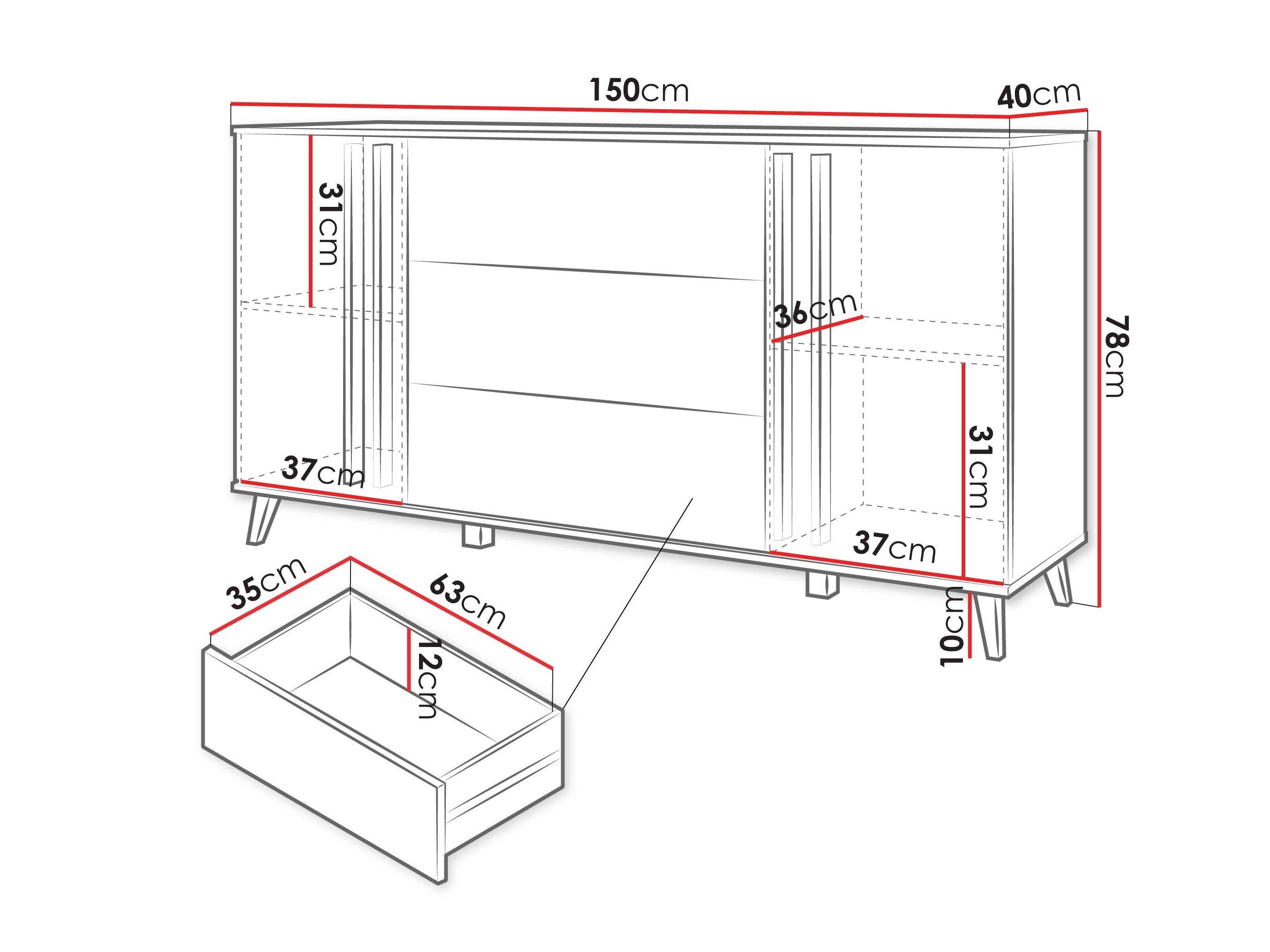 Commode Temora 100 (Chêne Artisan + Graphite)