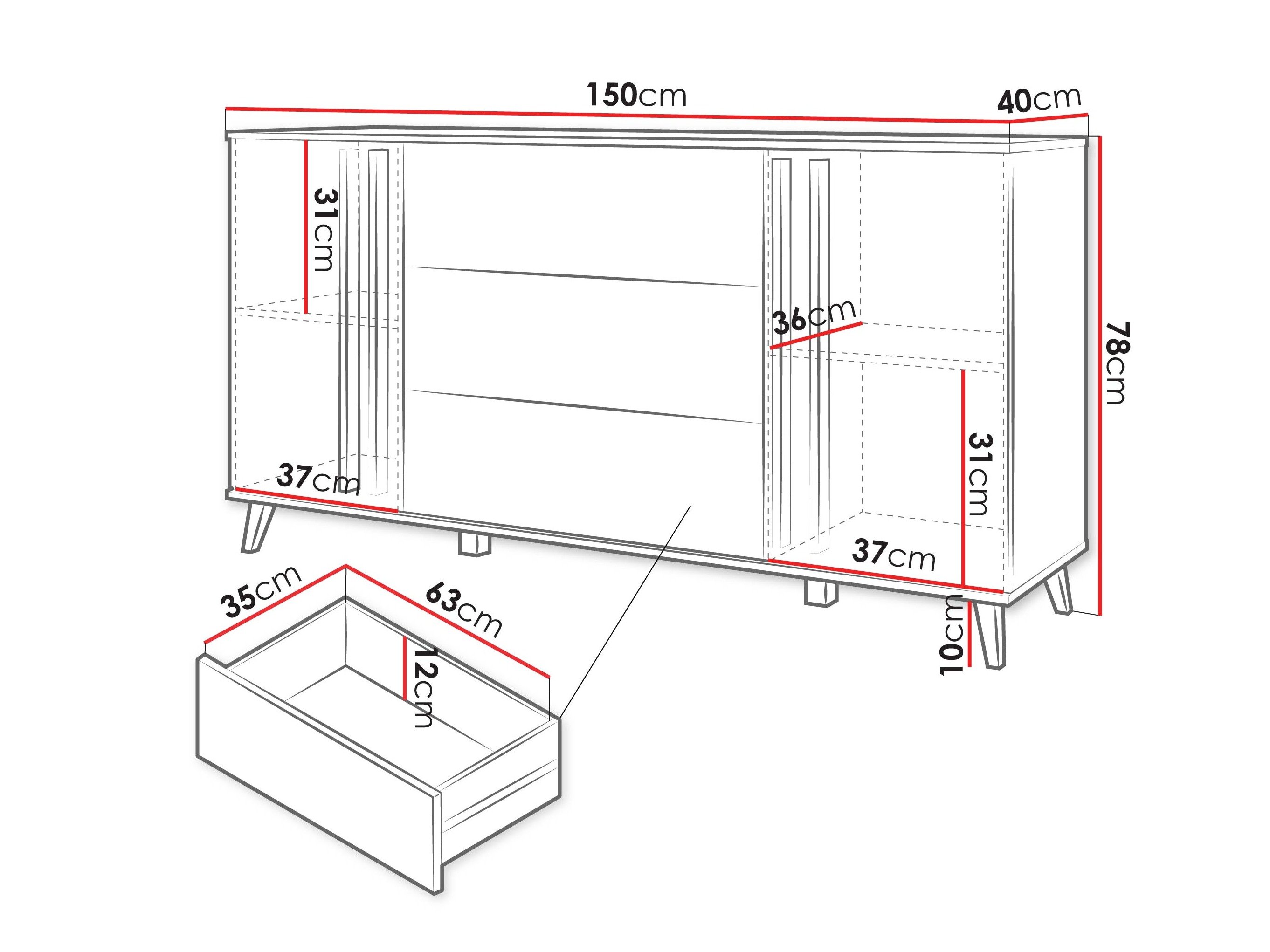 Commode Temora 100 (Graphite)