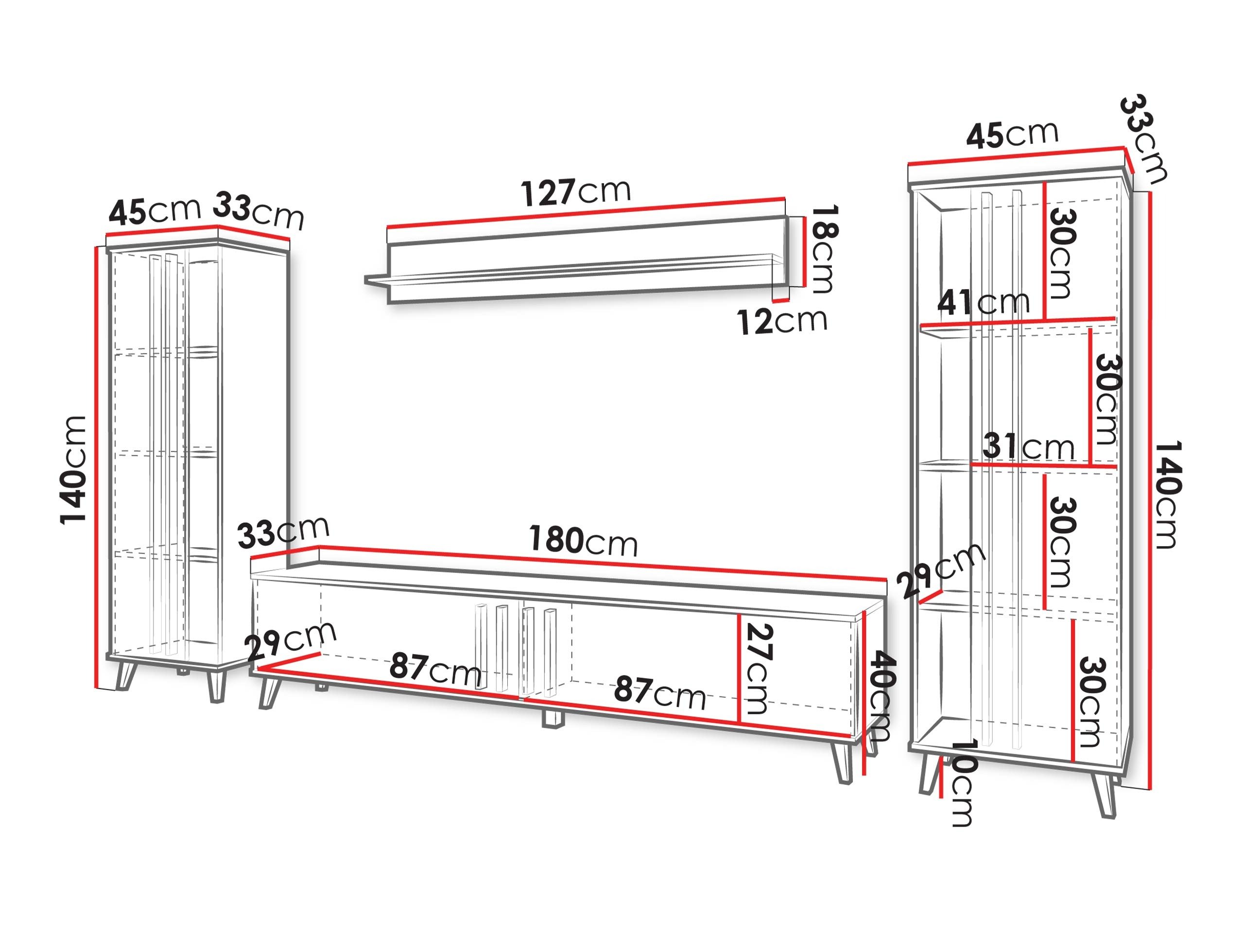 Ensemble de salon Facetor (Chêne Artisan + Graphite)