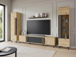 Ensemble de salon Facetor II (Chêne Artisan + Graphite)