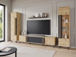 Ensemble de salon Facetor II (Chêne Artisan + Graphite)