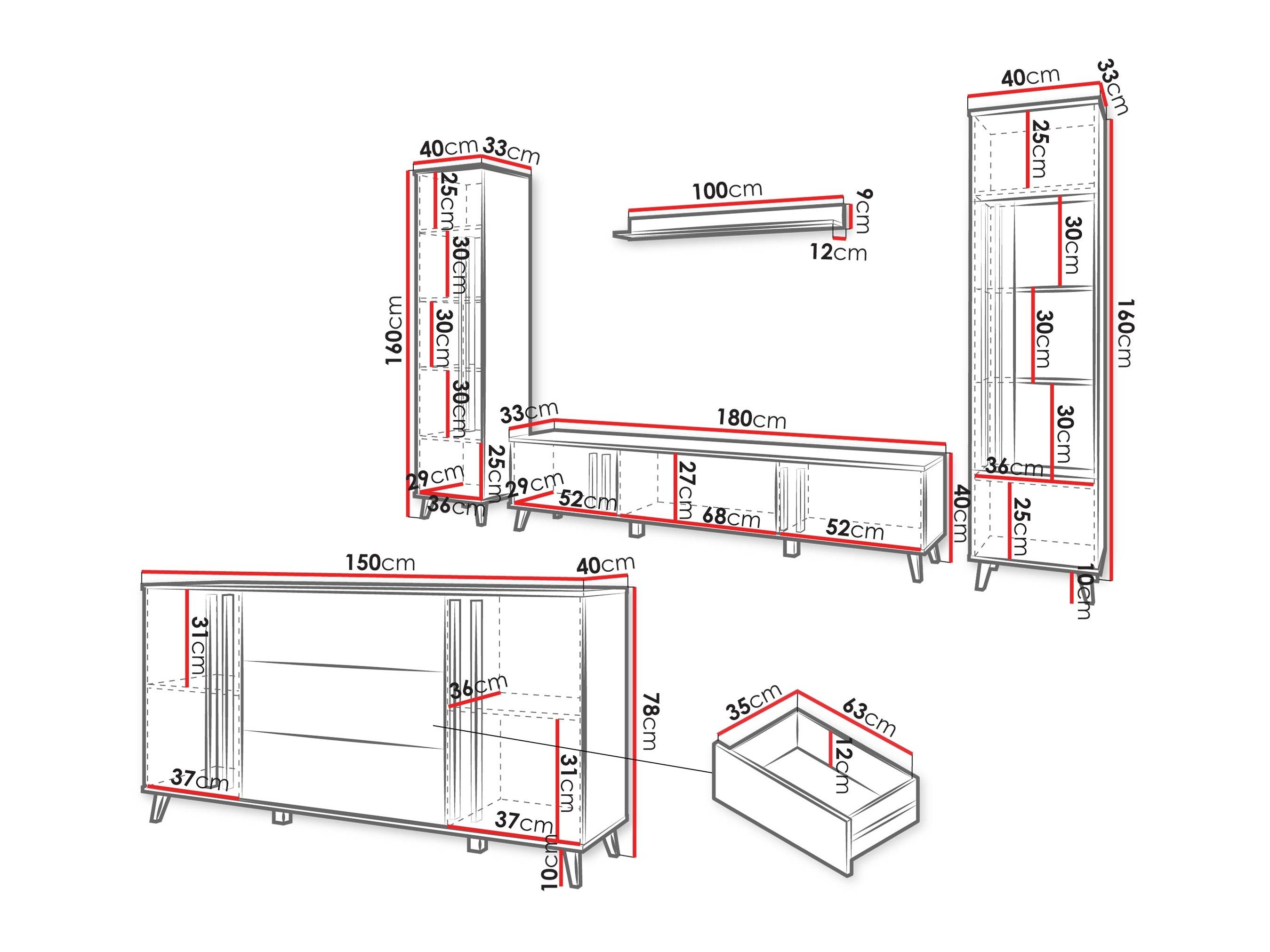 Ensemble de salon Facetor IV (Chêne Artisan + Graphite)