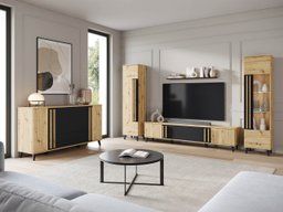 Ensemble de salon Facetor IV (Chêne Artisan + Graphite)