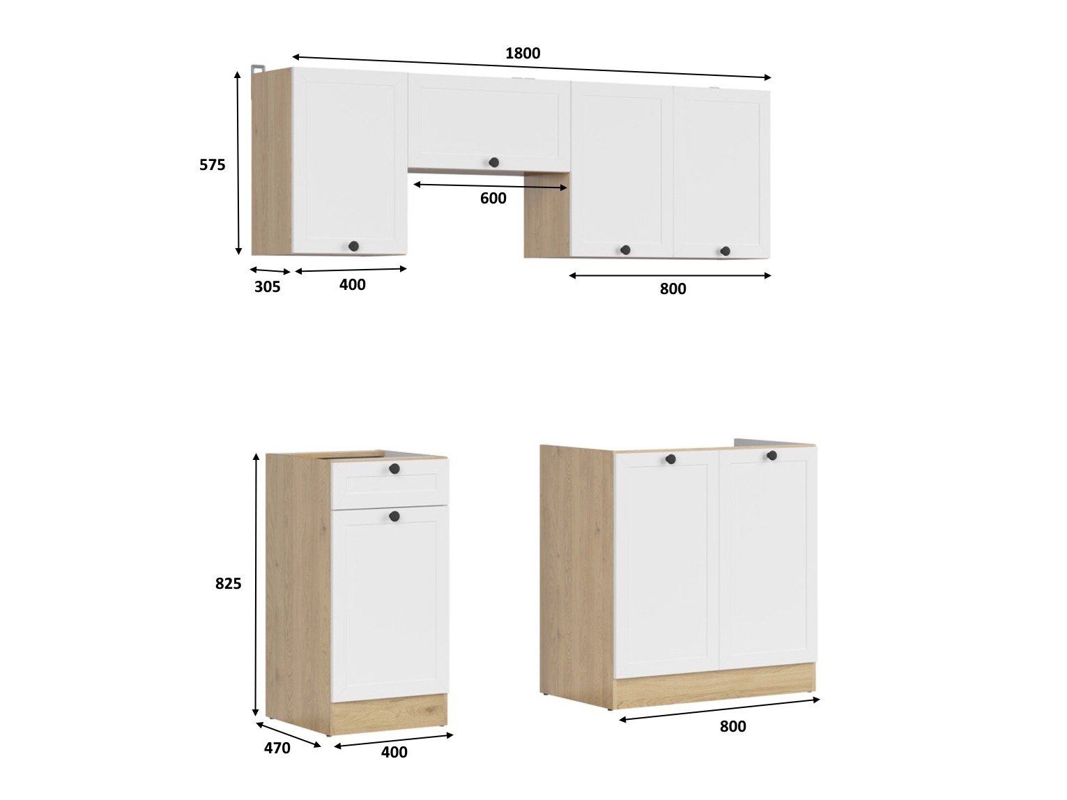 Cuisine complète modulaire Classic White Oak 117