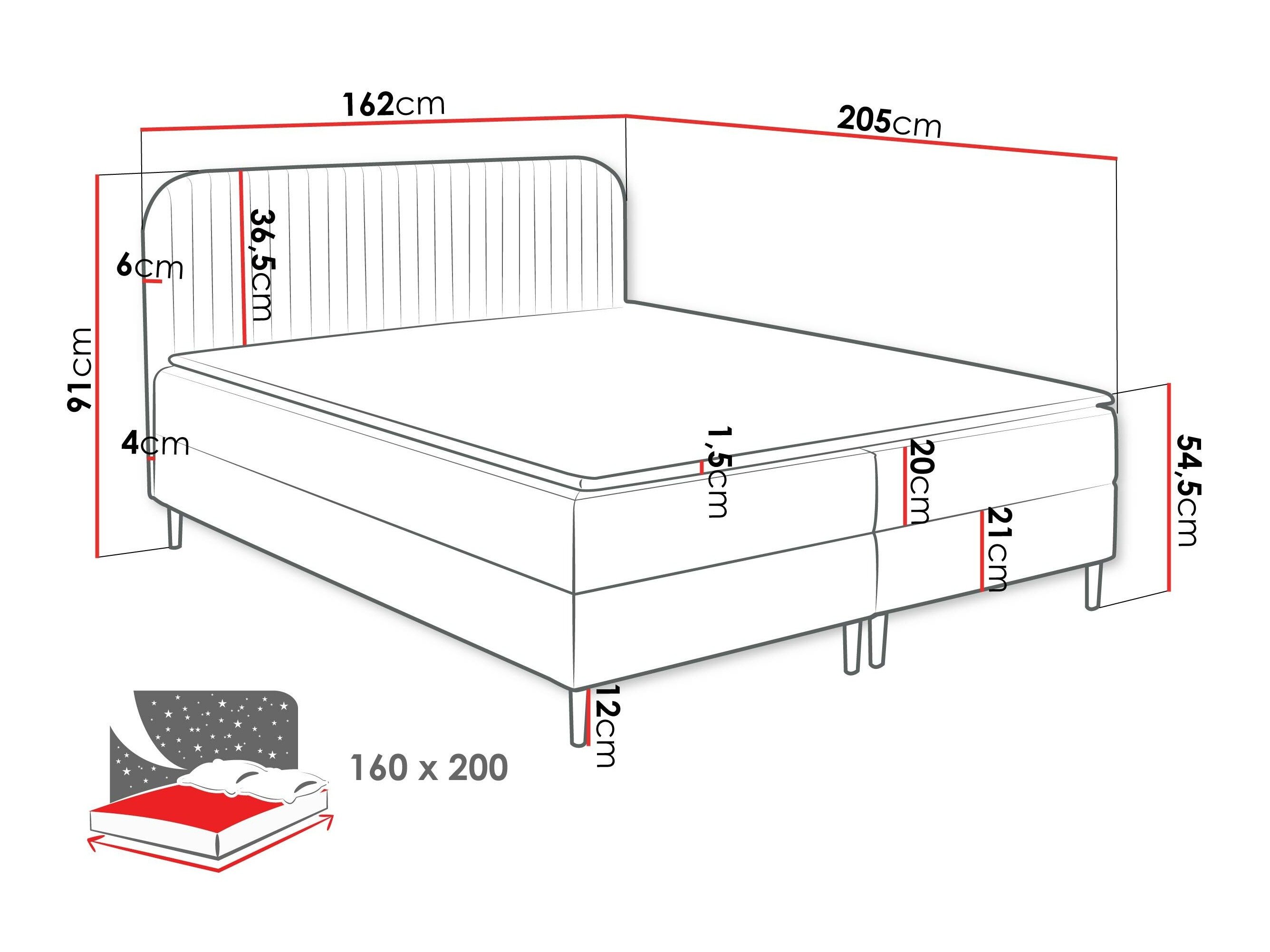 Lit boxspring Rivus (Coral 10)