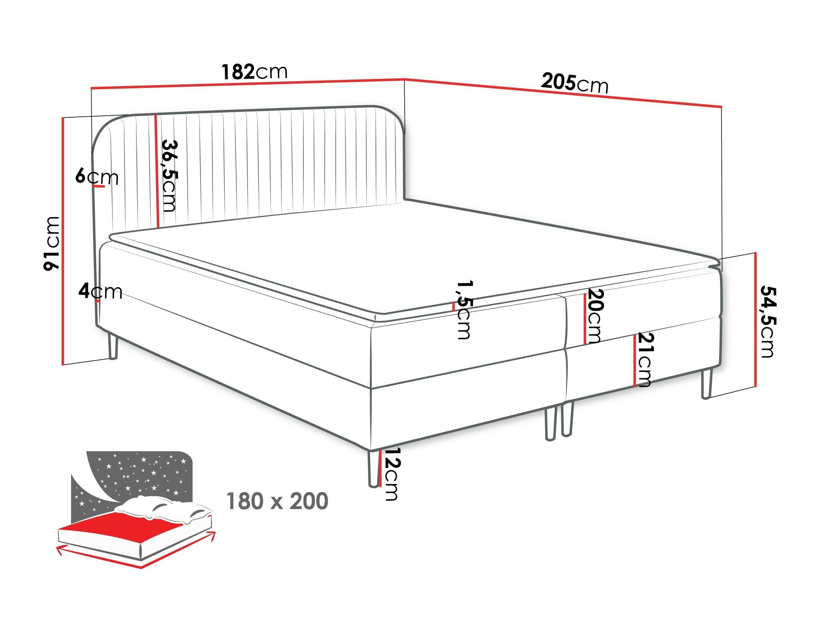 Lit boxspring Rivus (Coral 20)