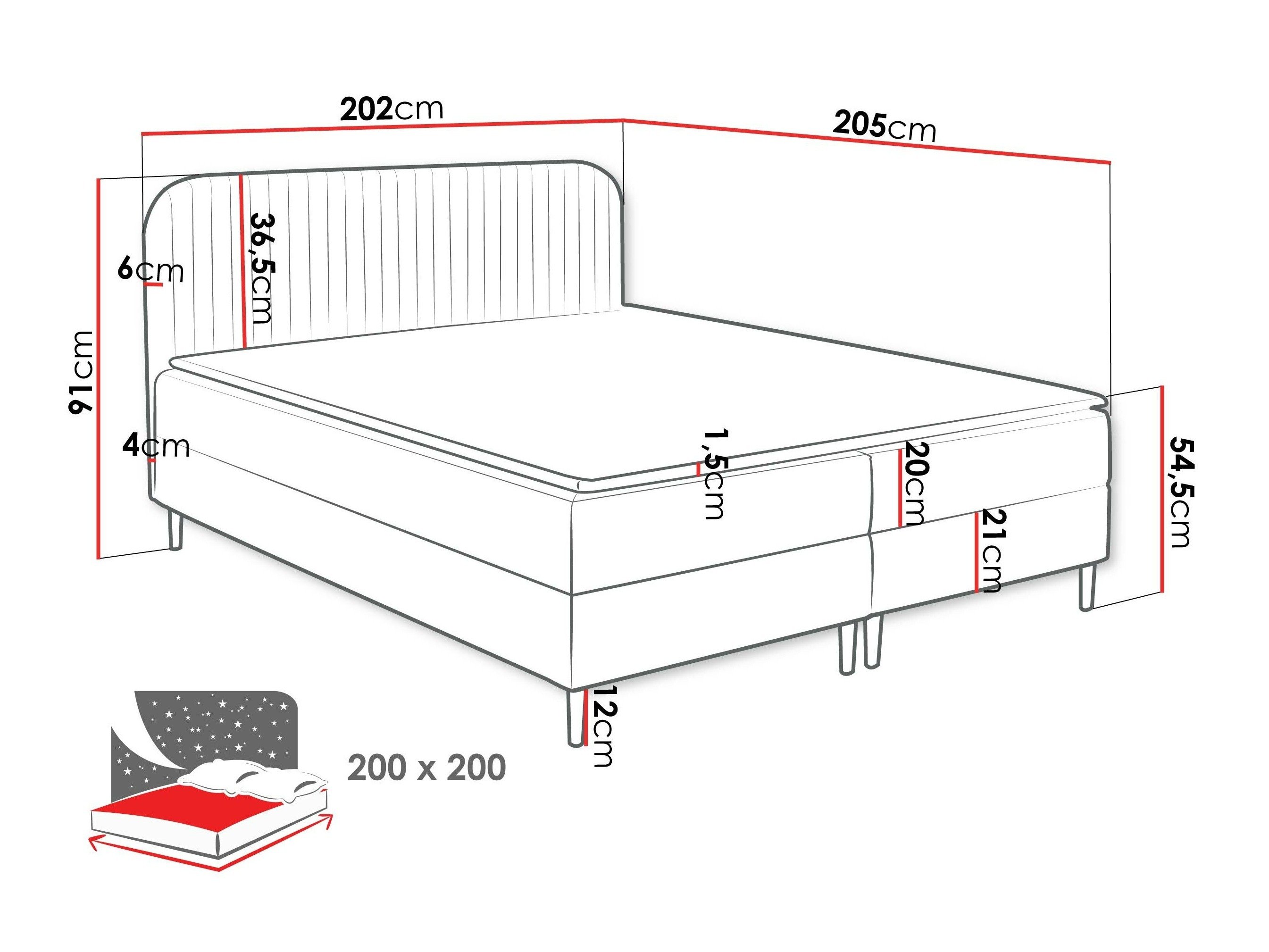 Lit boxspring Rivus (Coral 60)