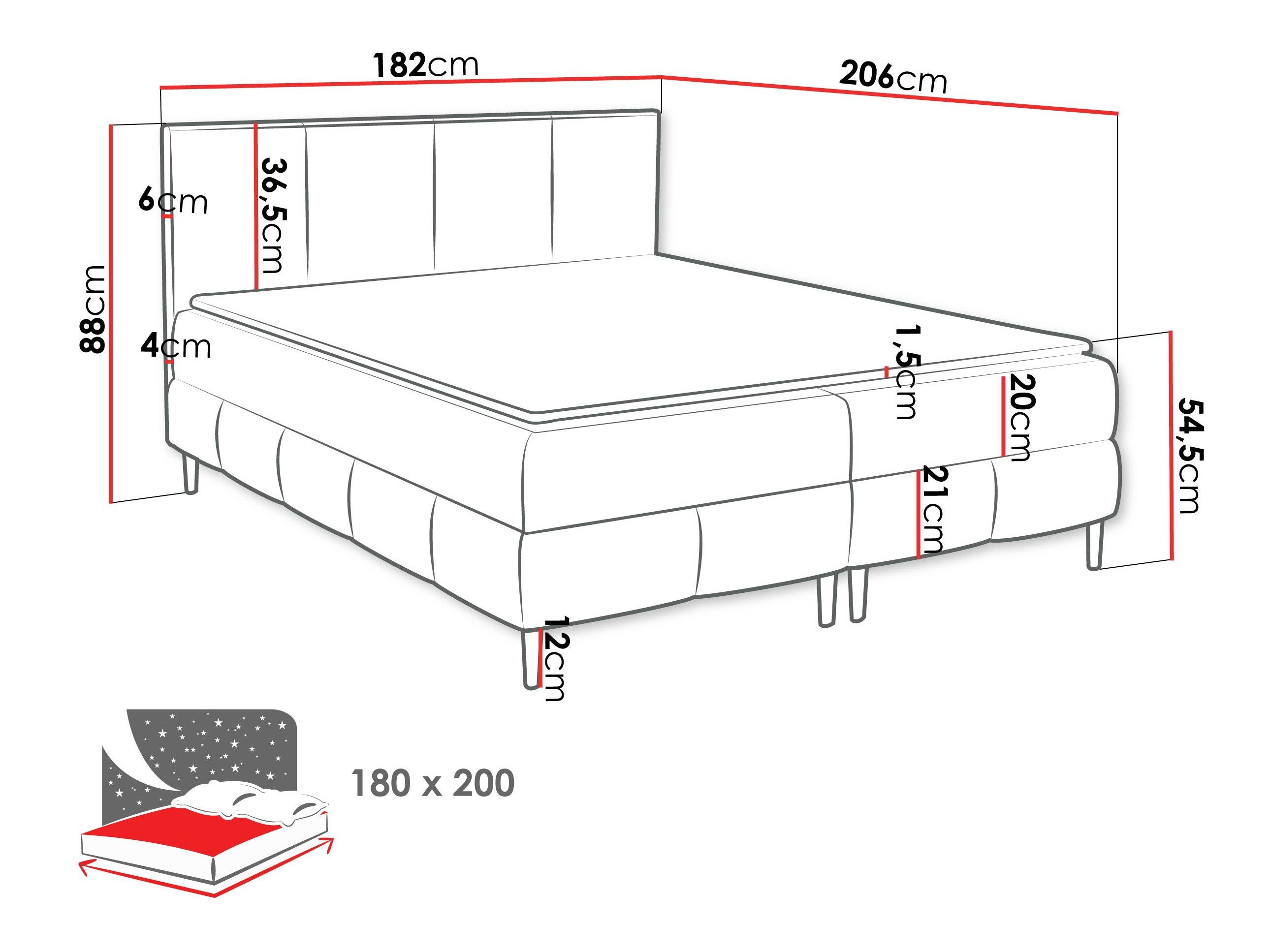 Lit boxspring Rivus I (Coral 10)
