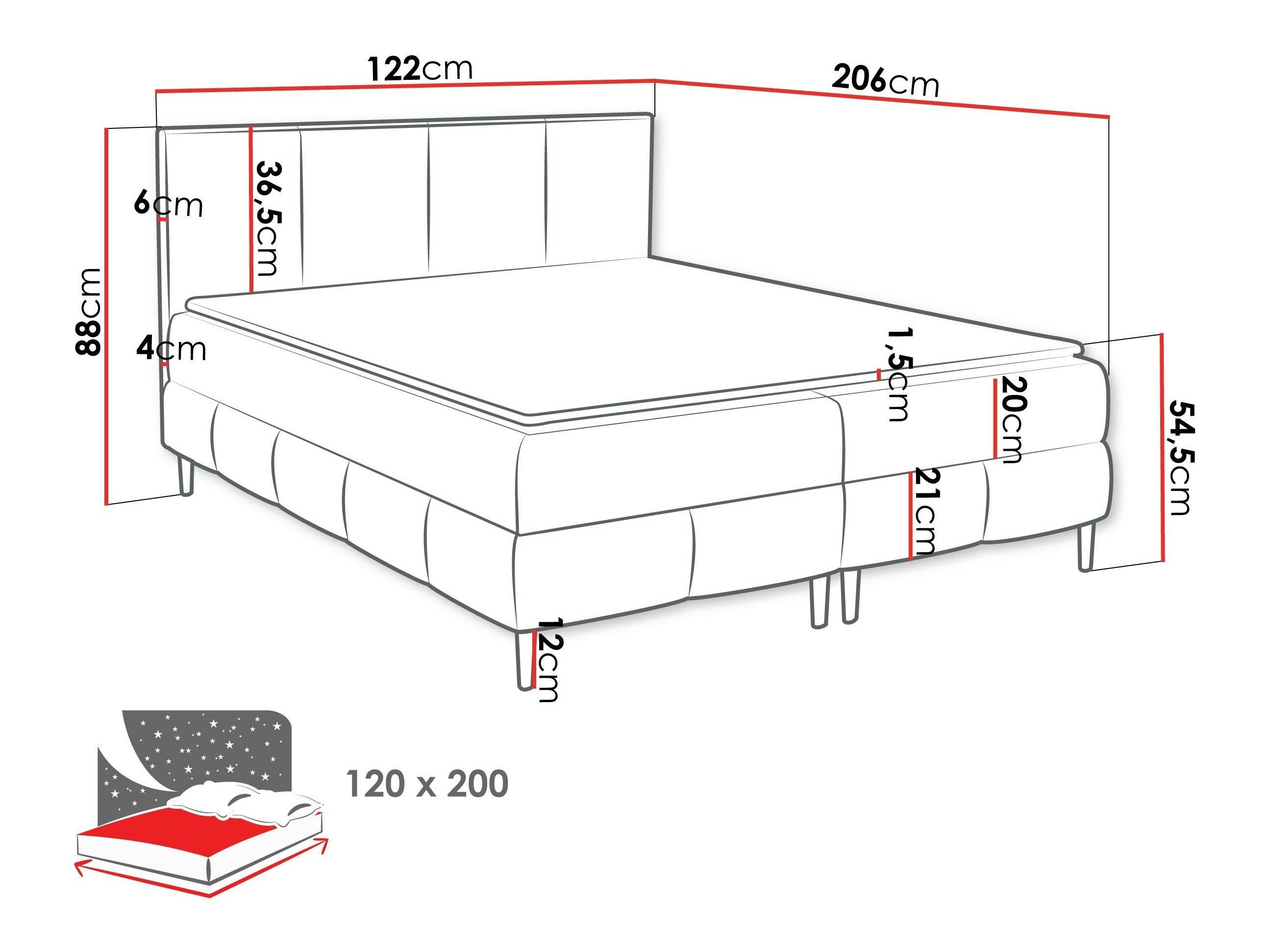 Lit boxspring Rivus I (Coral 20)