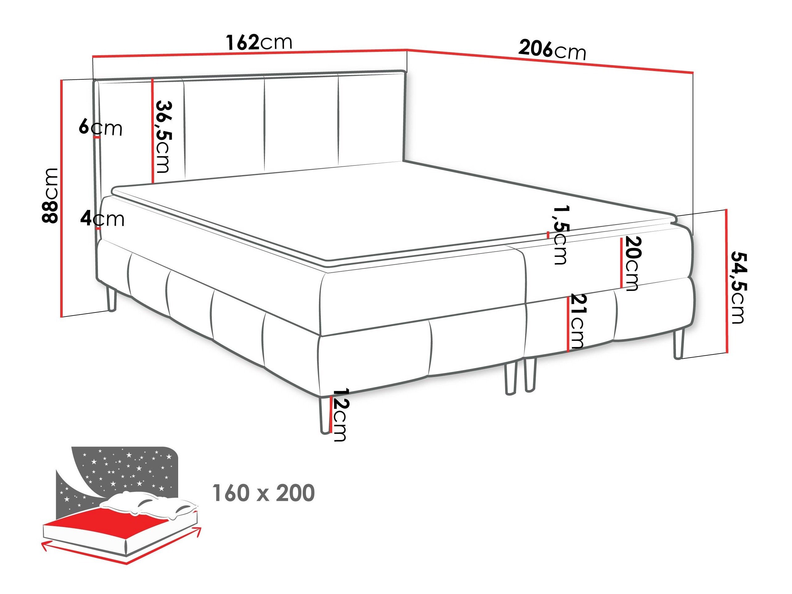 Lit boxspring Rivus I (Coral 20)