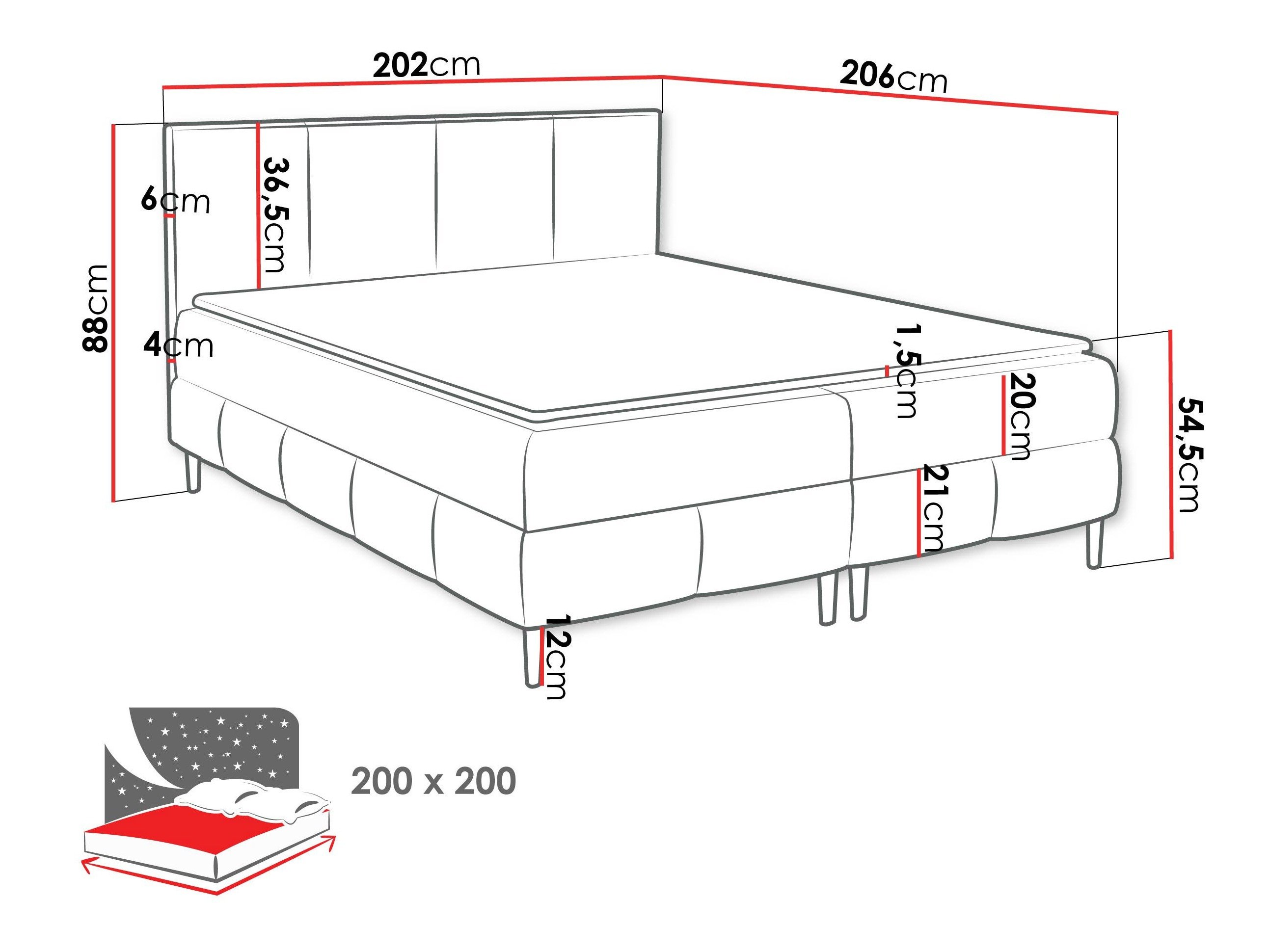 Lit boxspring Rivus I (Coral 35)