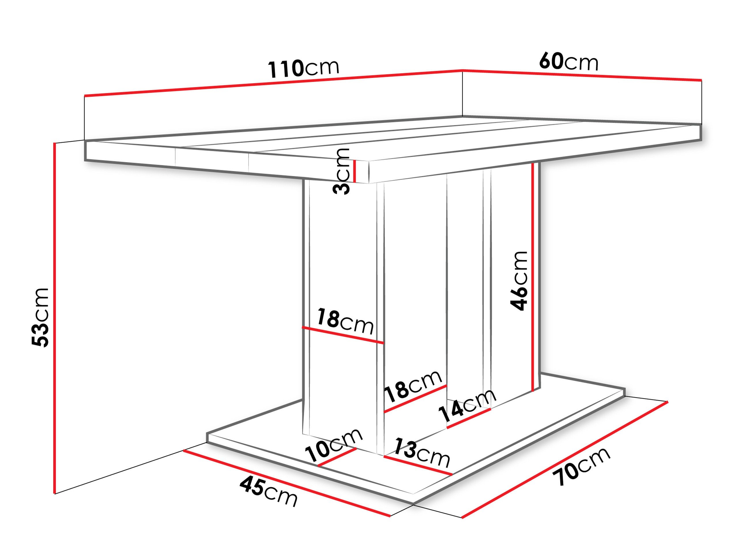 Table basse Tucson 147 (Blanc + Noir)
