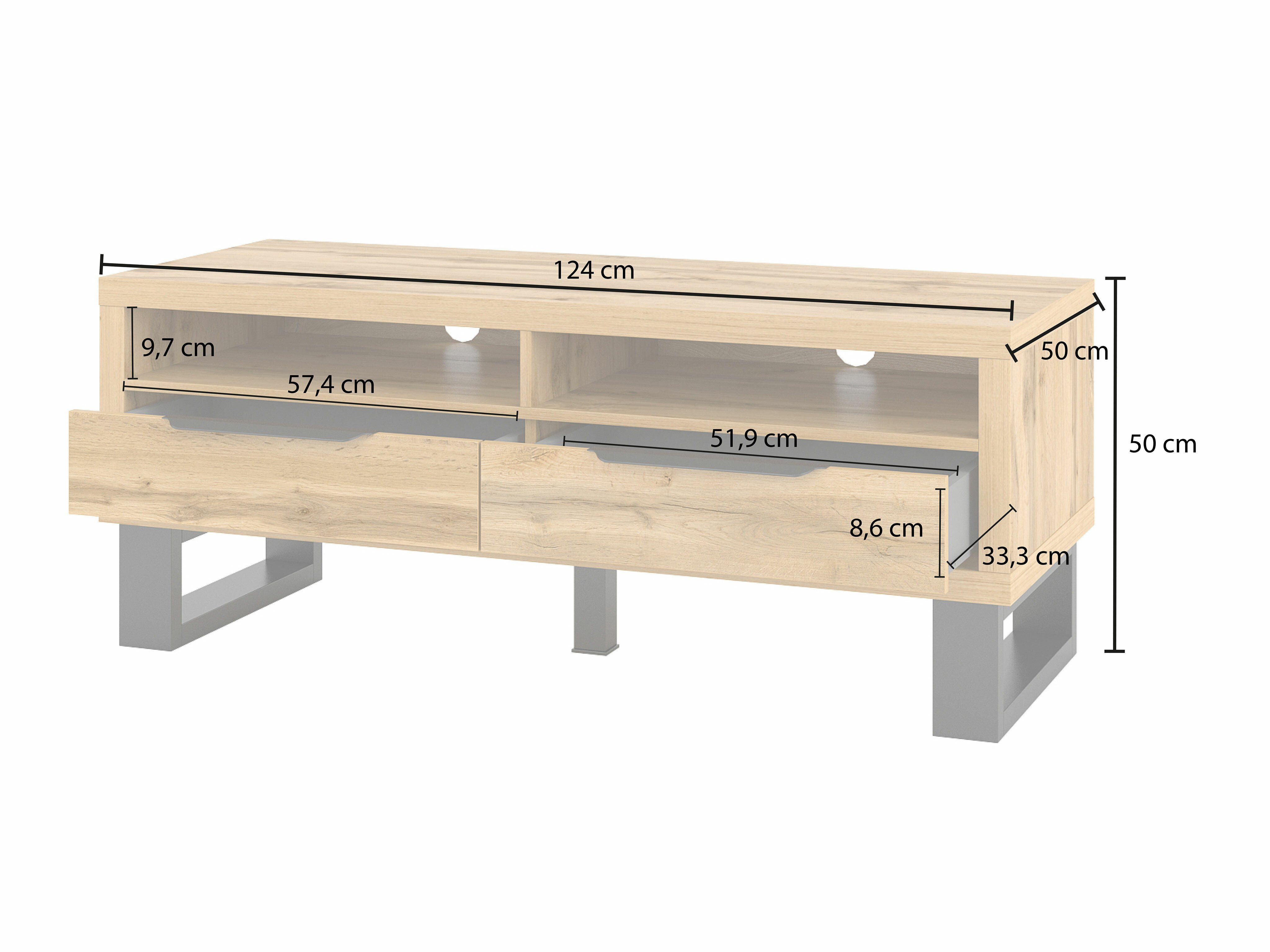Meuble TV Avicavu 100 (Chêne wotan + Noir)