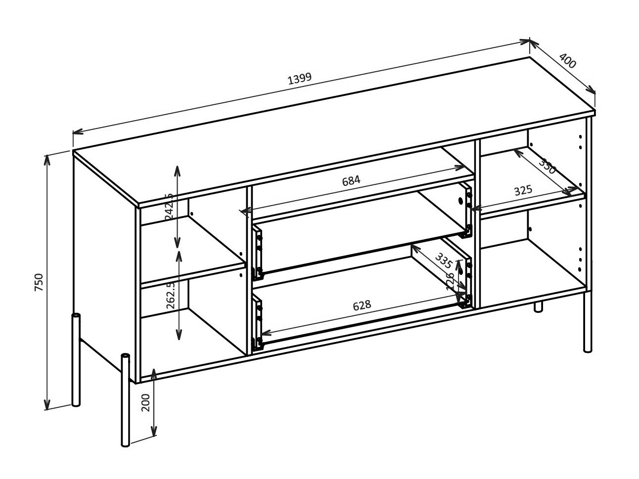 Commode Levtenu 114 (Chêne + Cachemire)