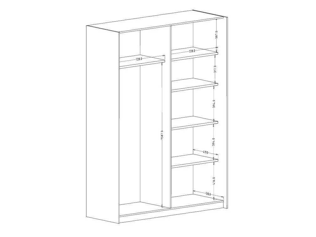 Armoire Austin 371 (Chêne foncé + Noir)