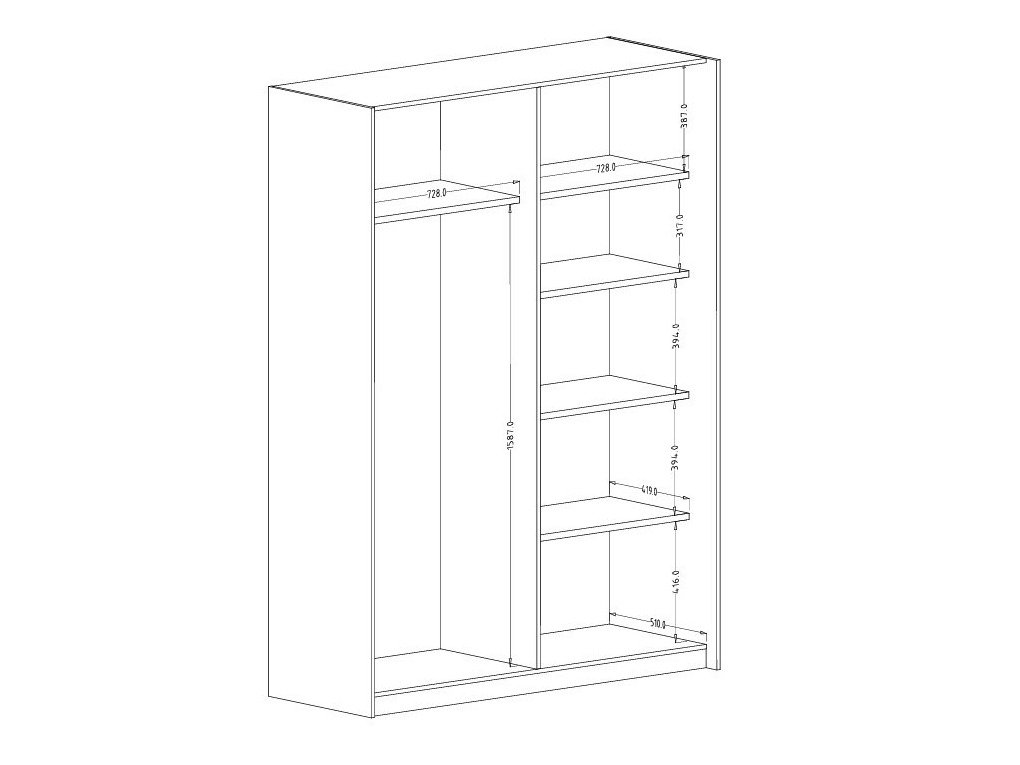 Armoire Austin 371 (Chêne foncé + Noir)