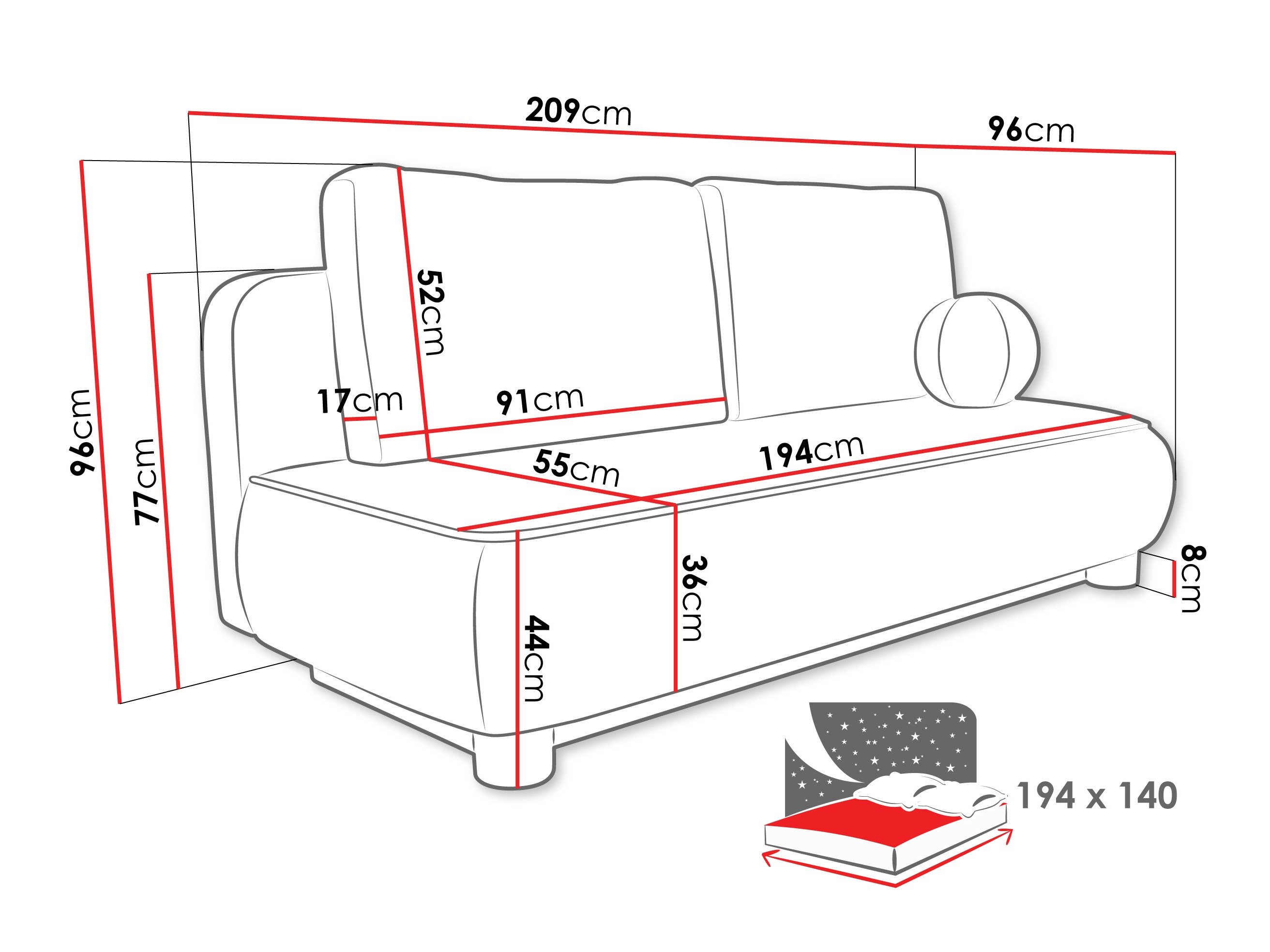 Canapé convertible TrendyNest Canora (Coral 50)