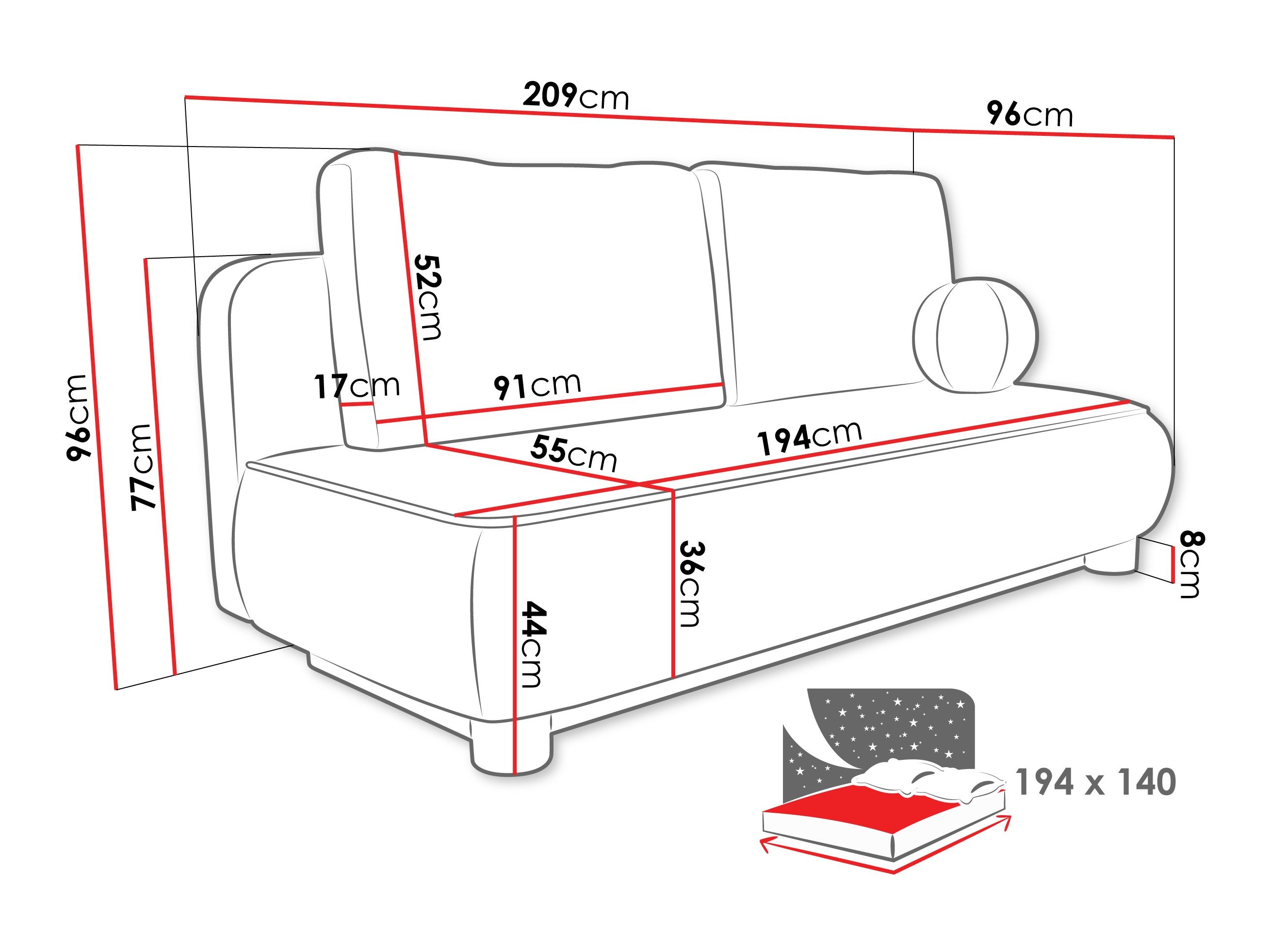 Canapé convertible TrendyNest Canora (Coral 65)