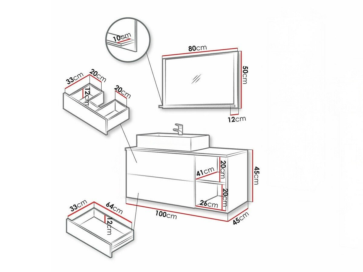 Ensemble de salle de bain Ophruvi 103 (Cachemire + Chêne)