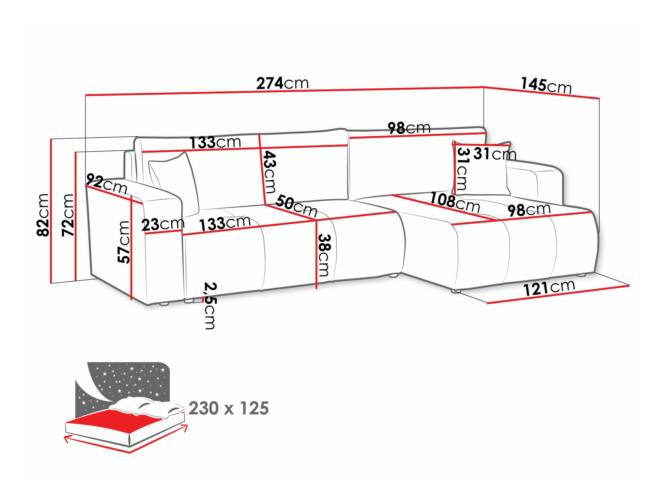 Canapé d'angle Comfivo 425 (Velo 633)