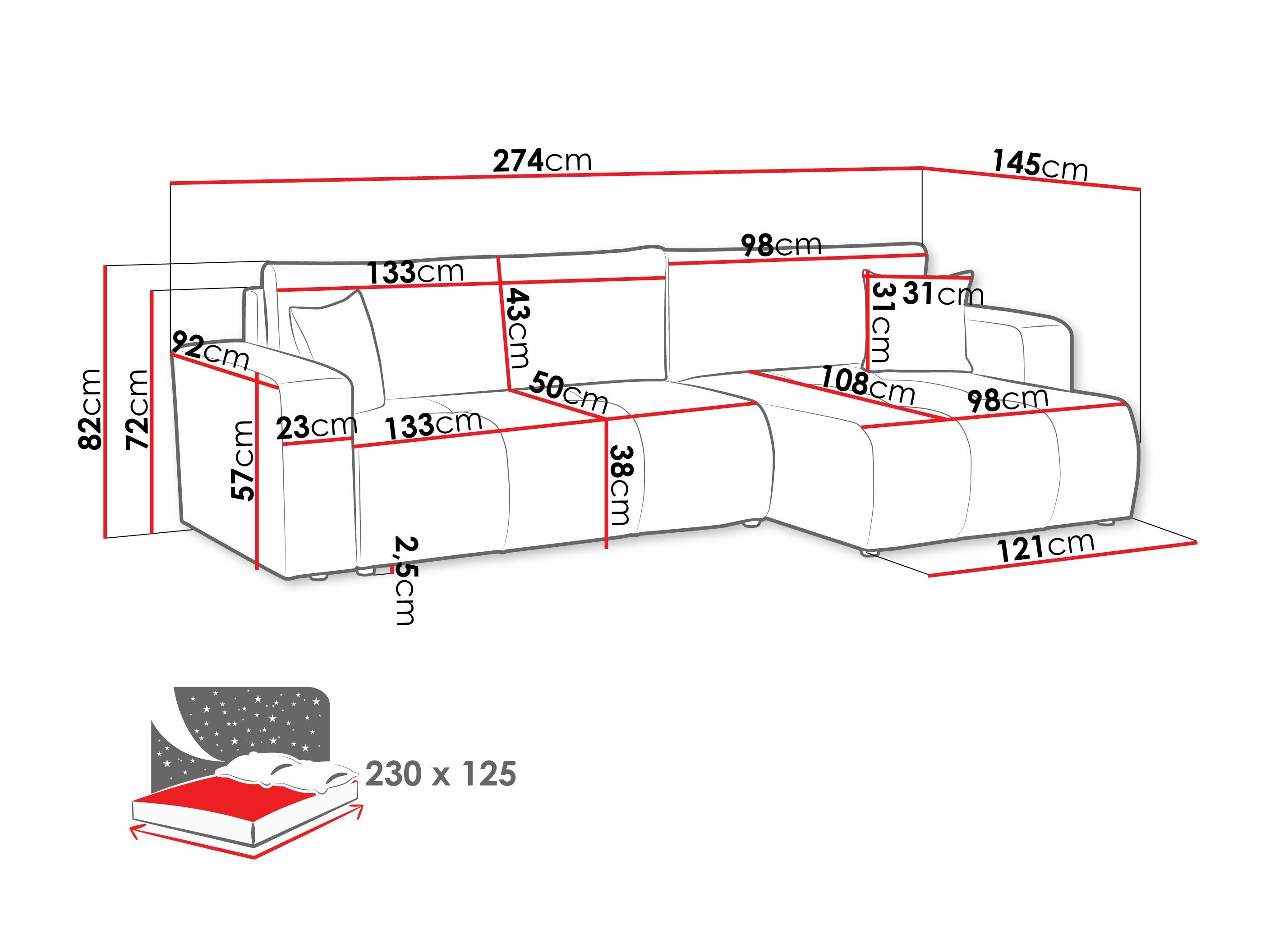 Canapé d'angle Comfivo 425 (Velo 636)