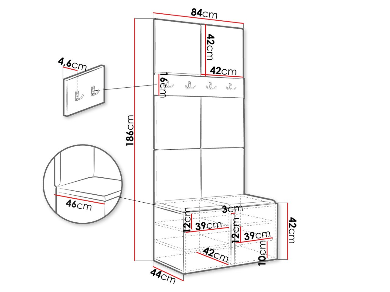 Meuble d'entrée Hartford 267 (Blanc)