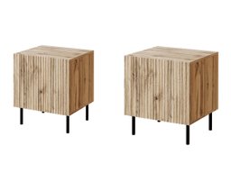 Ensemble de tables de chevet Lorelbo 102 (Chêne wotan + Noir)