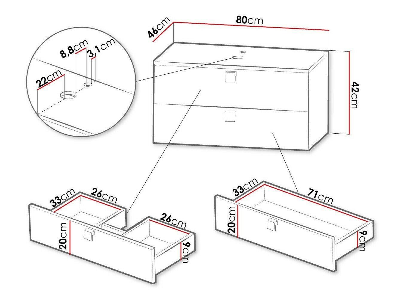 Armoire de salle de bains murale pour lavabo Orlvera 102 (Blanc)