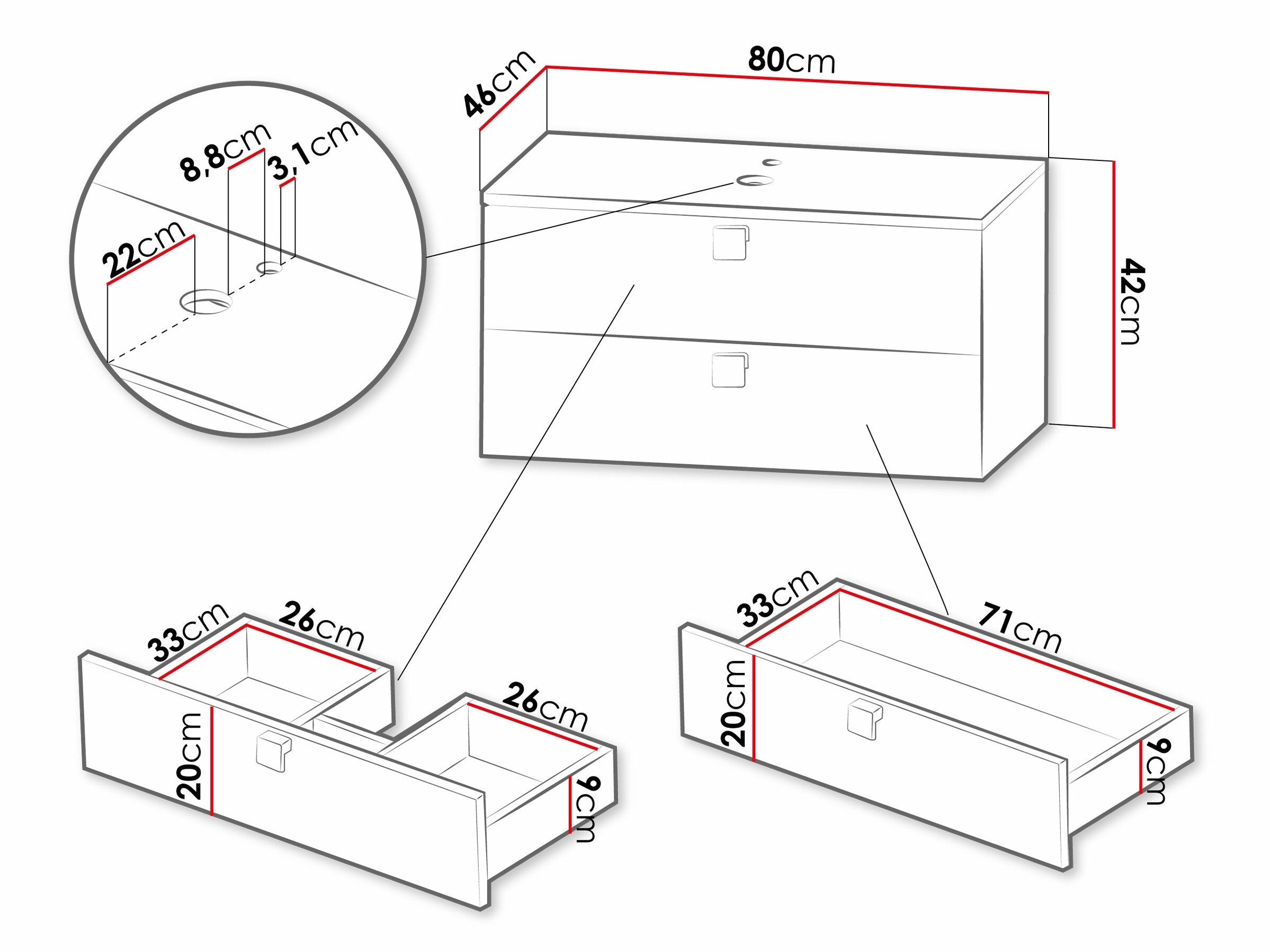 Armoire de salle de bains murale pour lavabo Orlvera 102 (Brun clair)