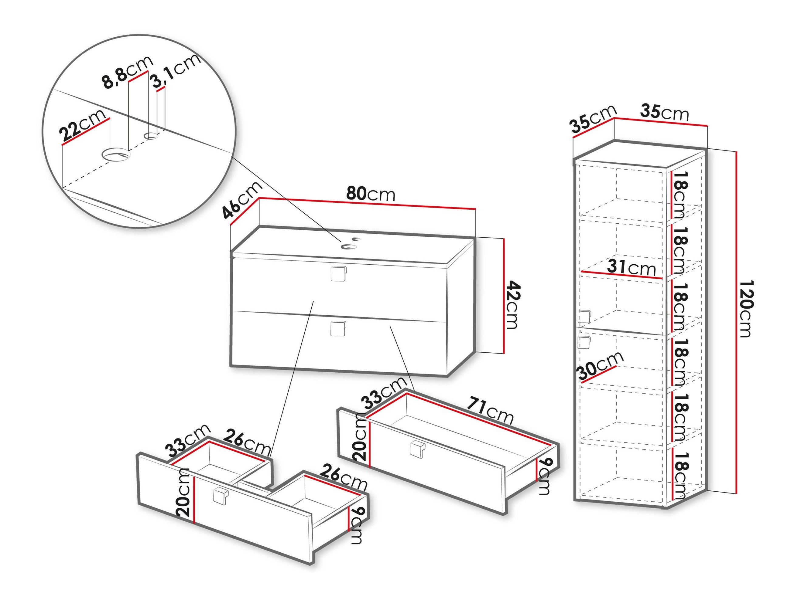 Ensemble de salle de bain Orlvera 103 (Brun clair)
