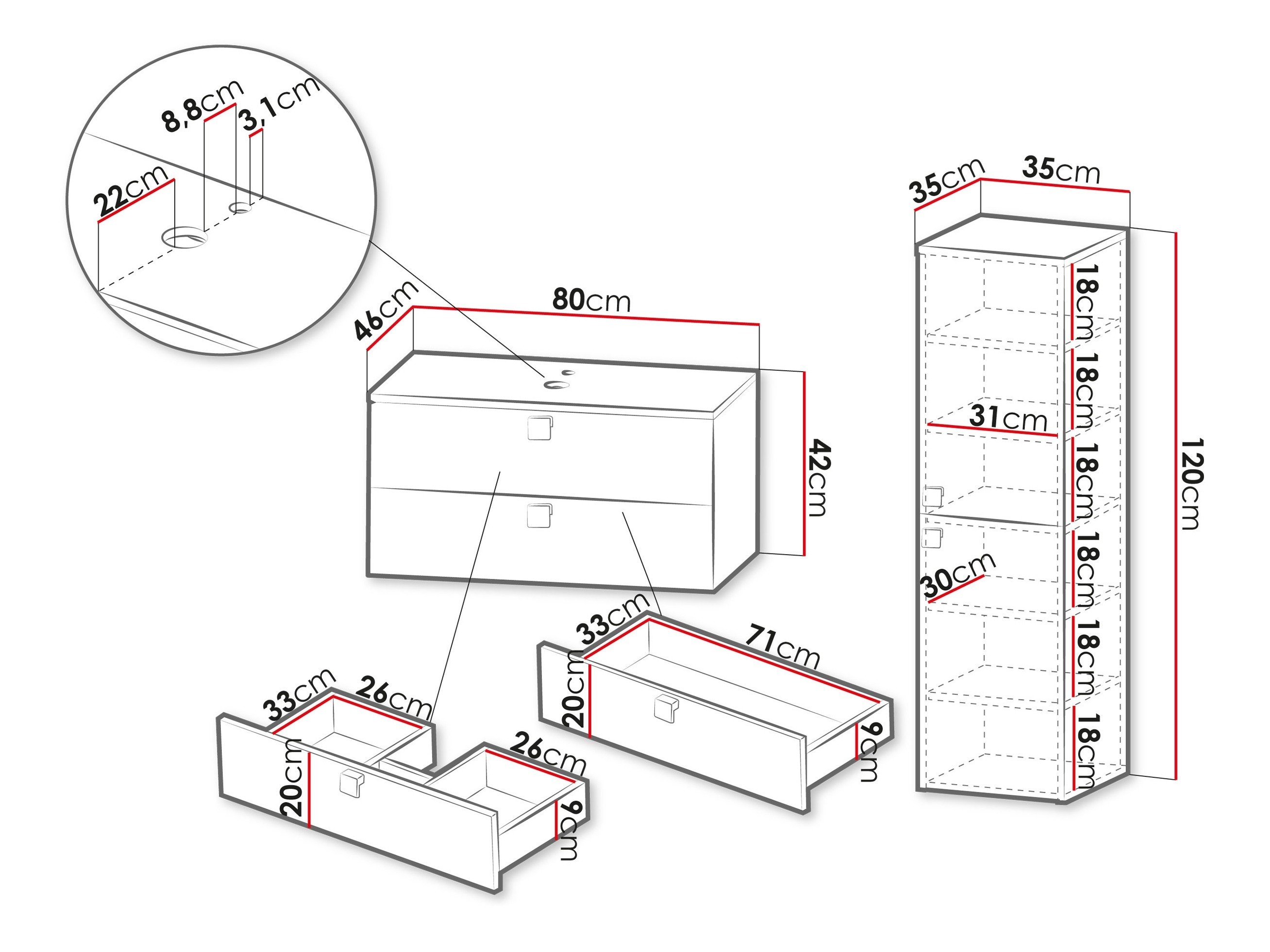Ensemble de salle de bain Orlvera 103 (Brun clair)