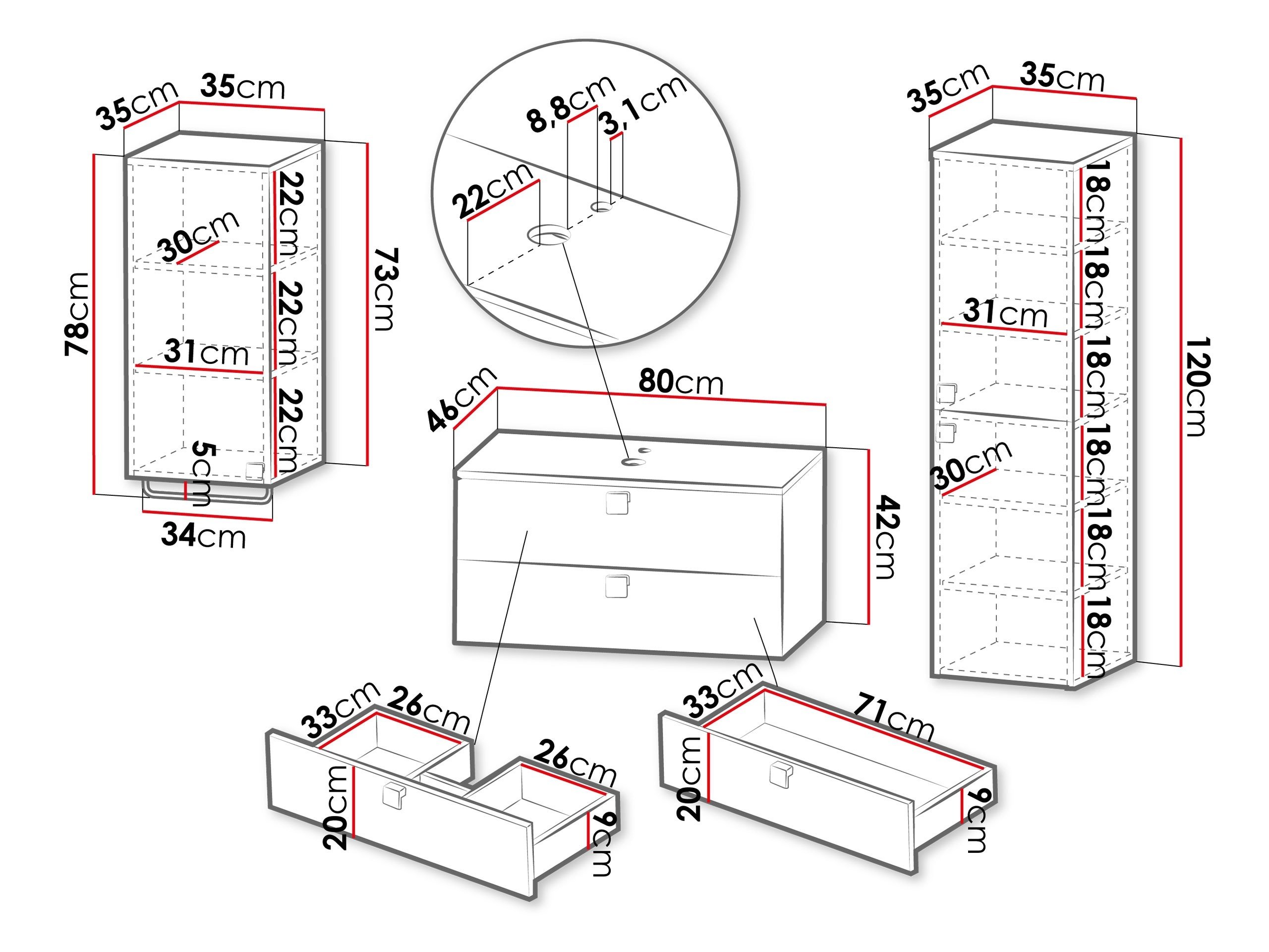 Ensemble de salle de bain Orlvera 105 (Brun clair)
