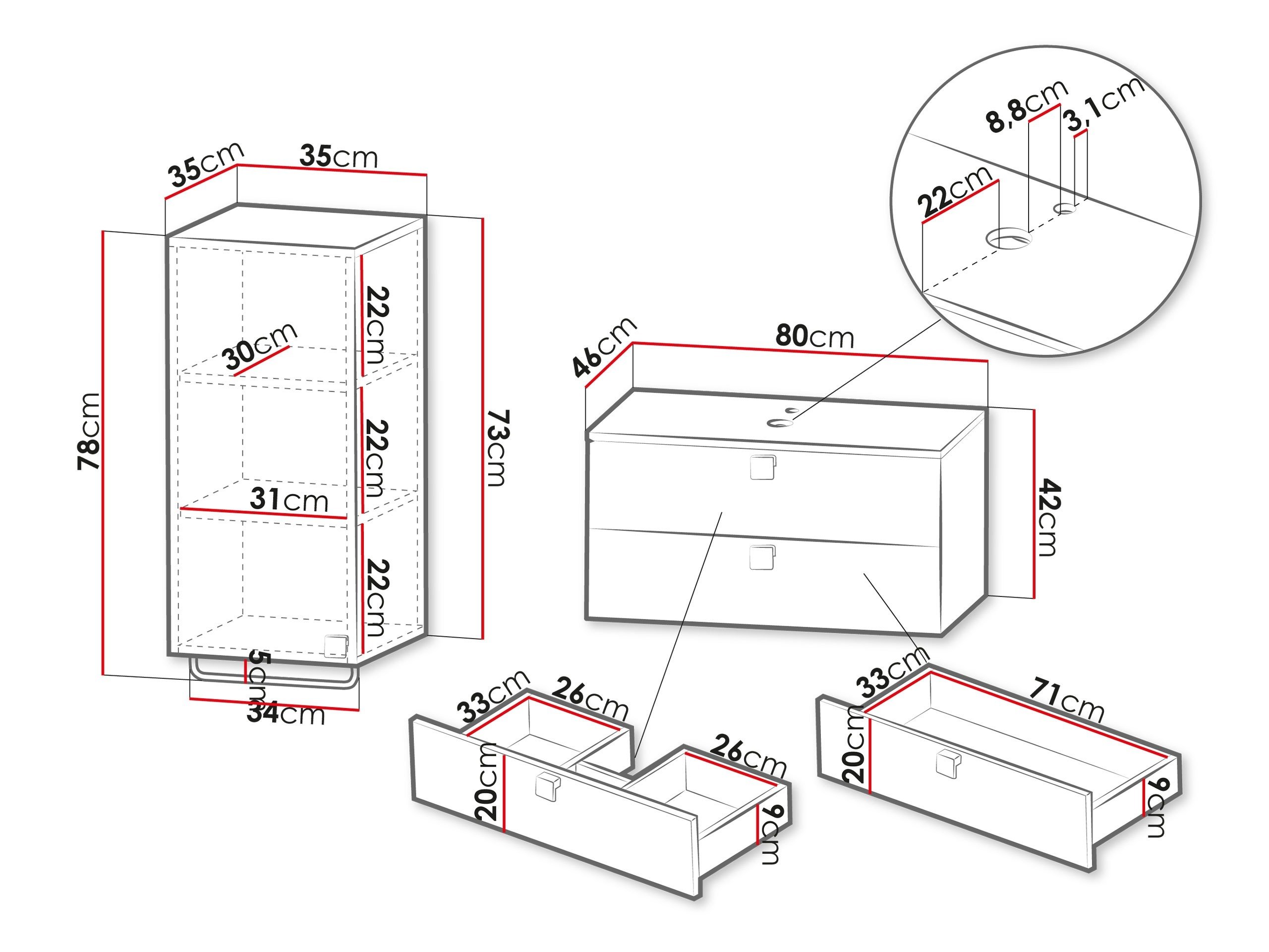 Ensemble de salle de bain Panium I (Brun clair)
