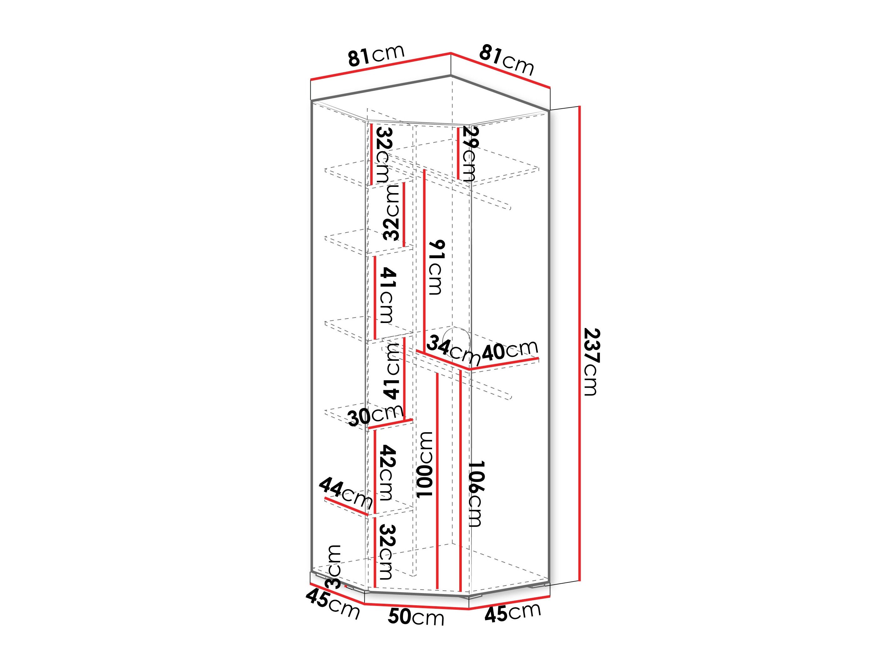 Armoire d'angle Hartford 568 (Blanc)