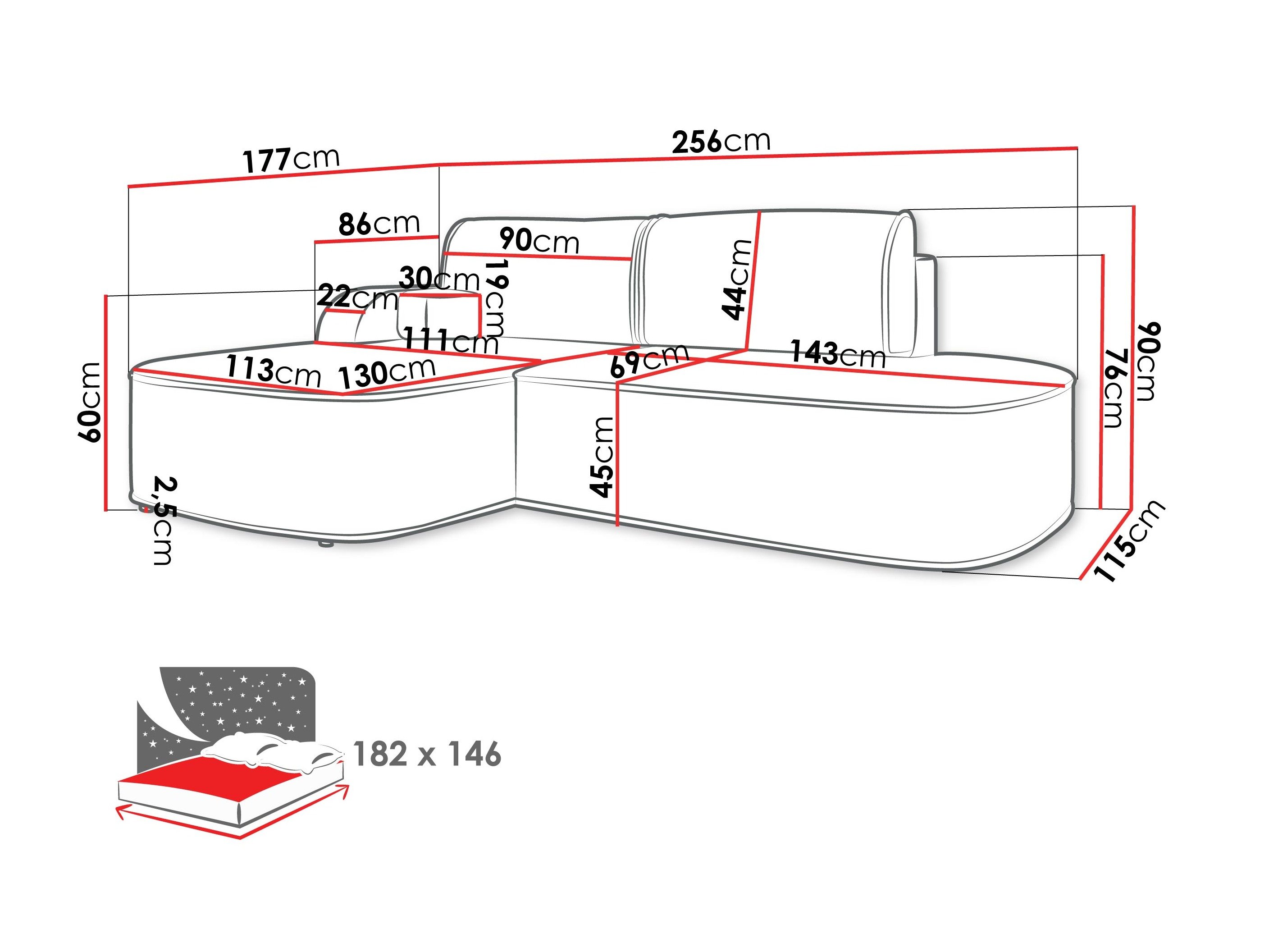 Canapé d'angle Comfivo 464 (Coral 65)