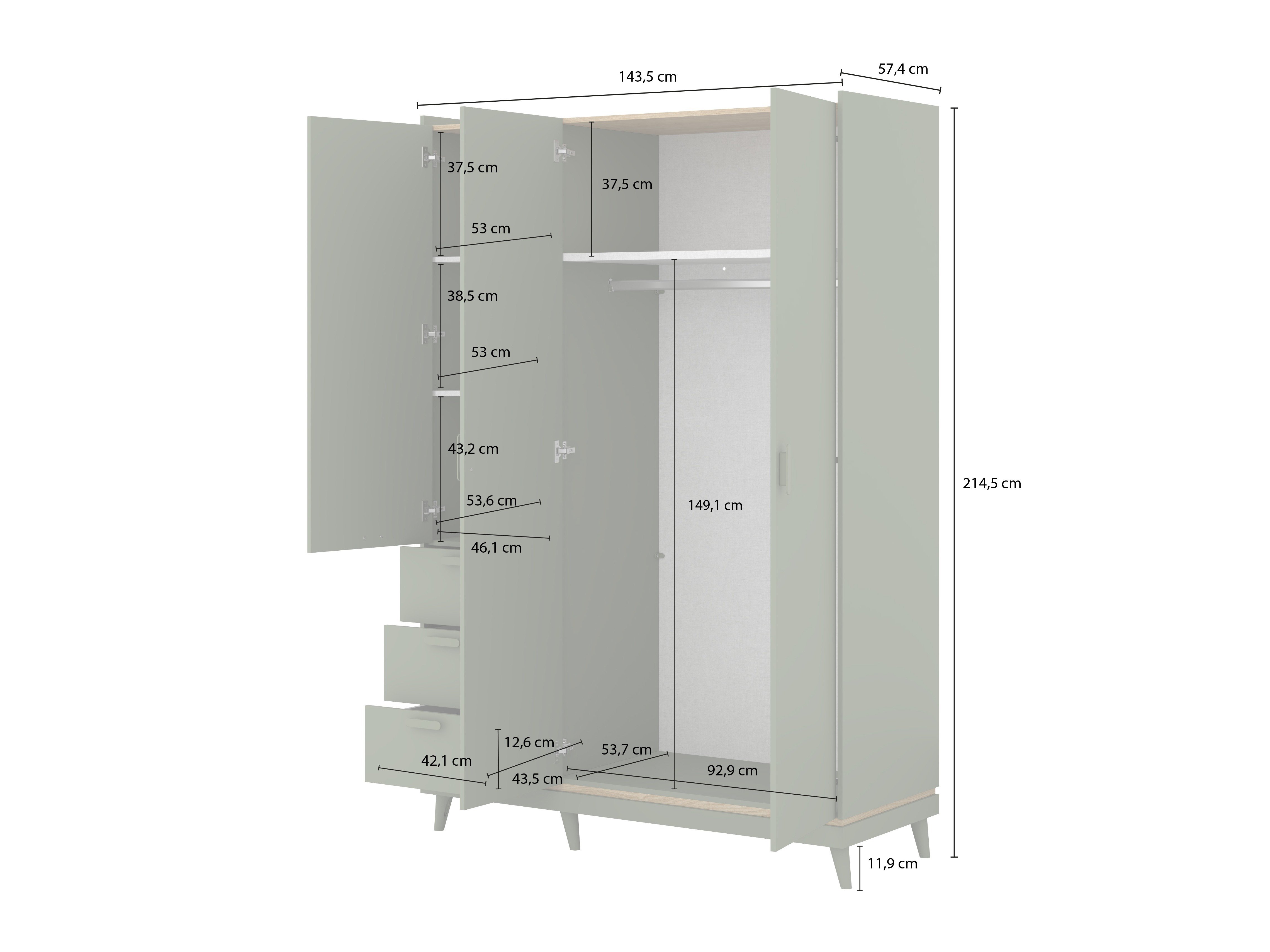 Armoire Fertalu 100 (Chêne + Orange)