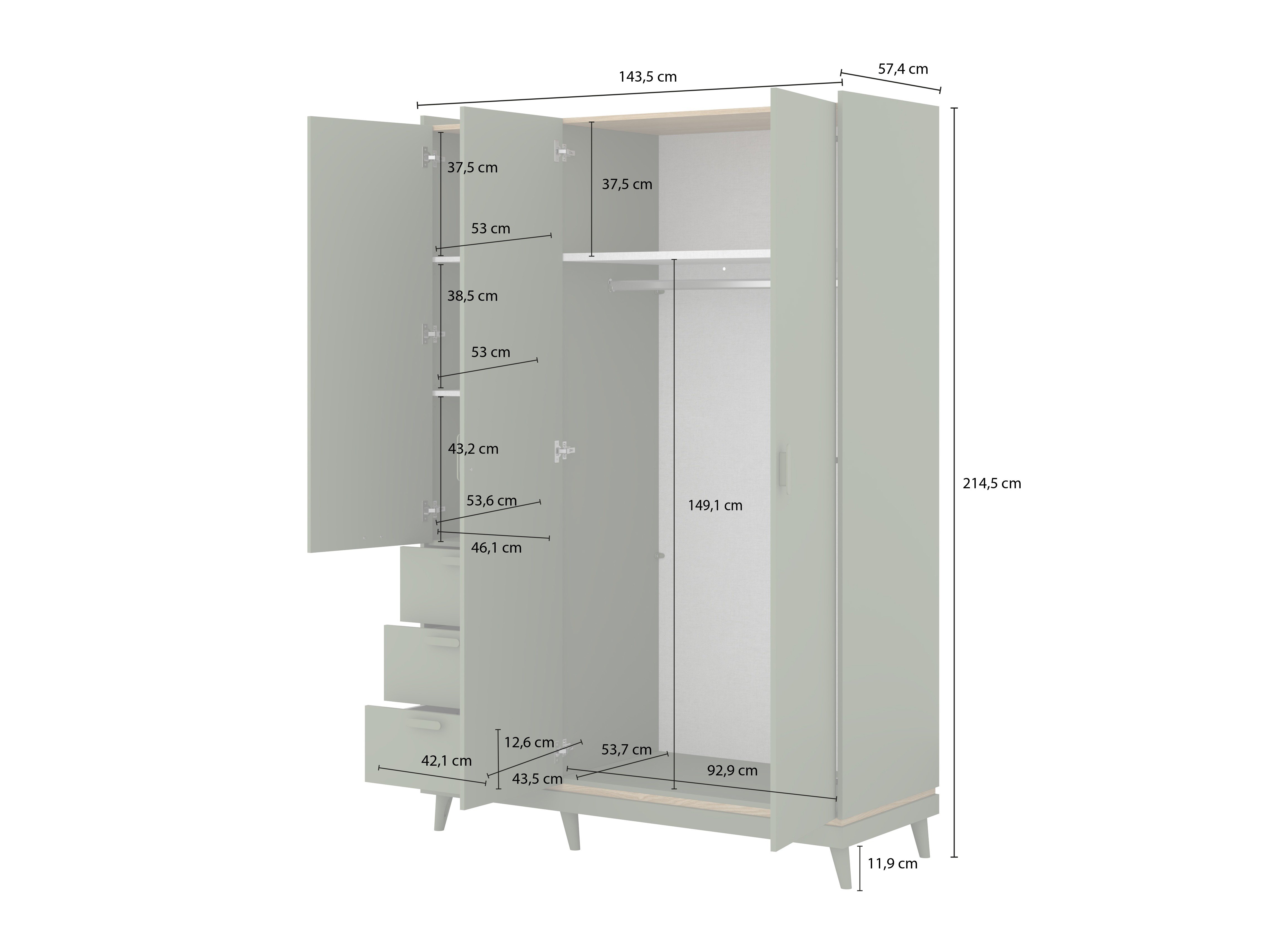 Armoire Fertalu 100 (Vert + Chêne)