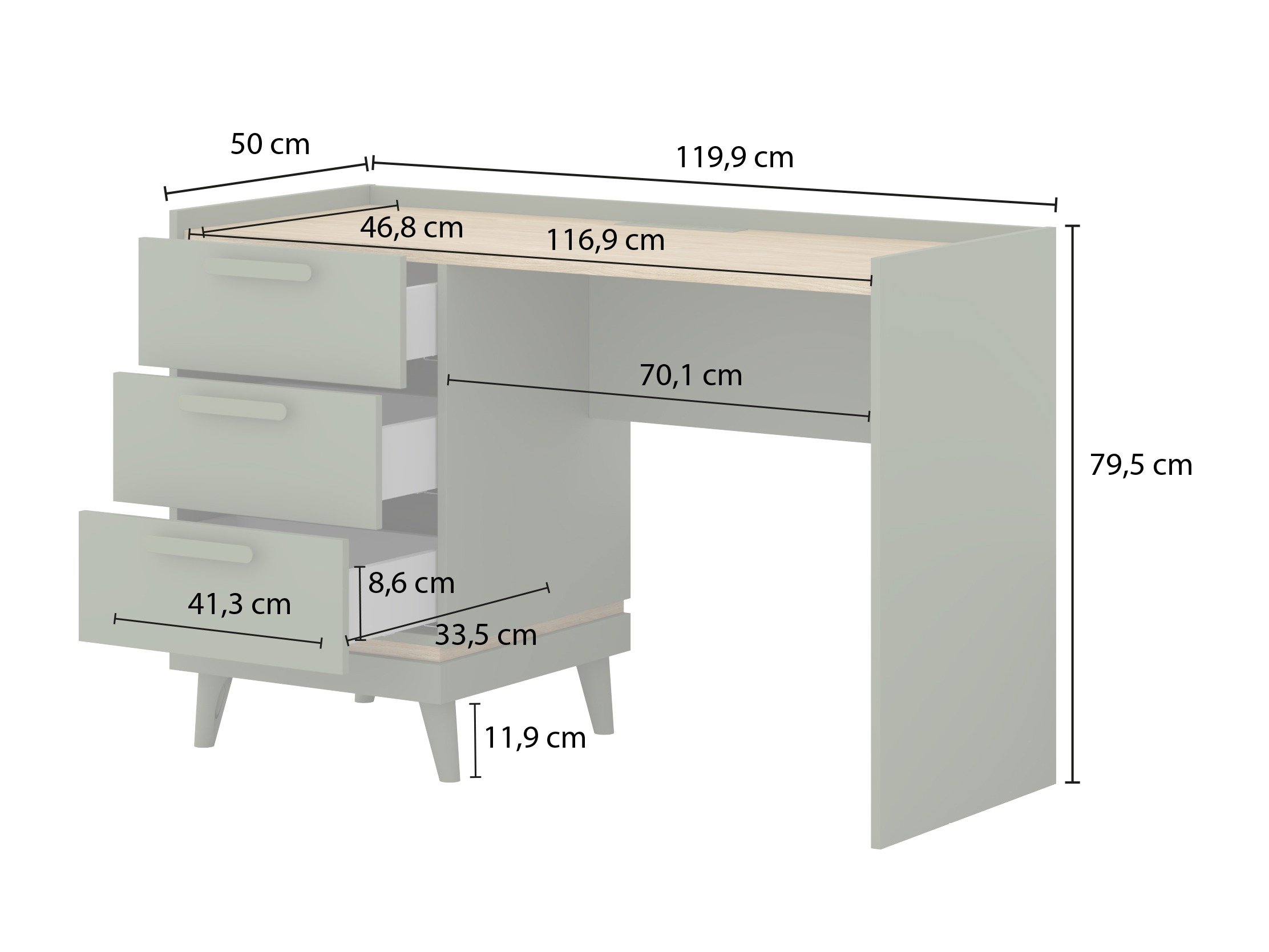 Bureau Fertalu 103 (Vert + Chêne)