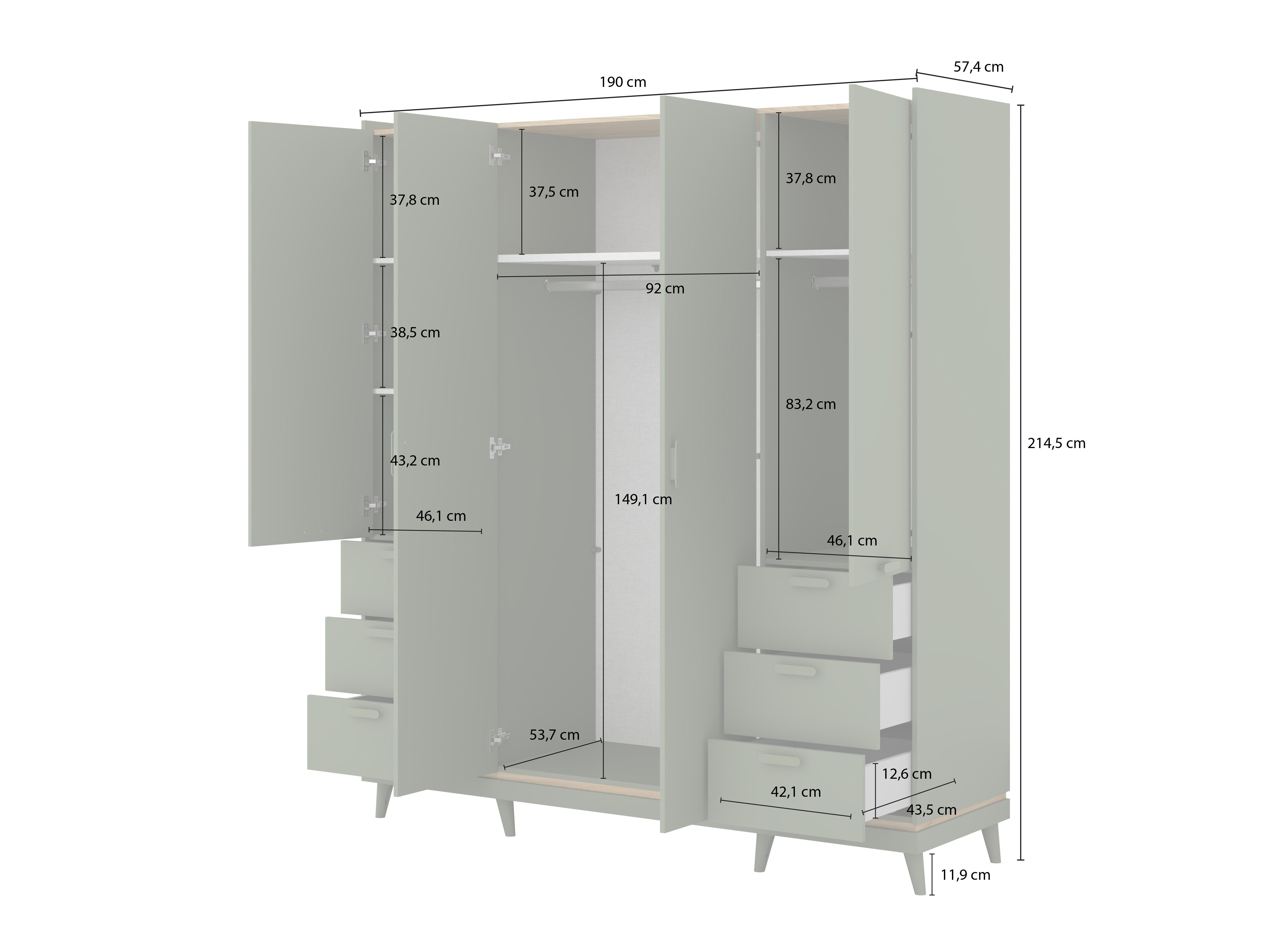 Armoire Fertalu 101 (Vert + Chêne)