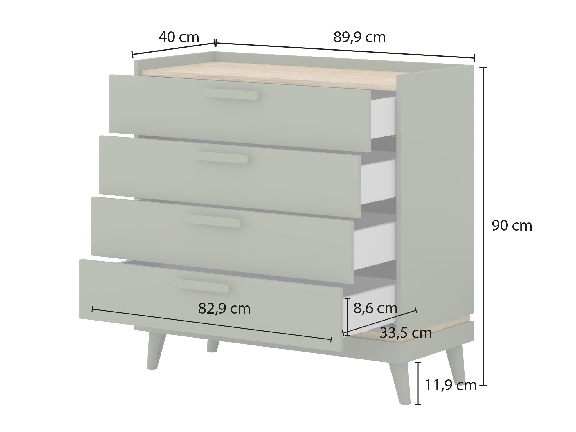 Commode Fertalu 104 (Vert + Chêne)