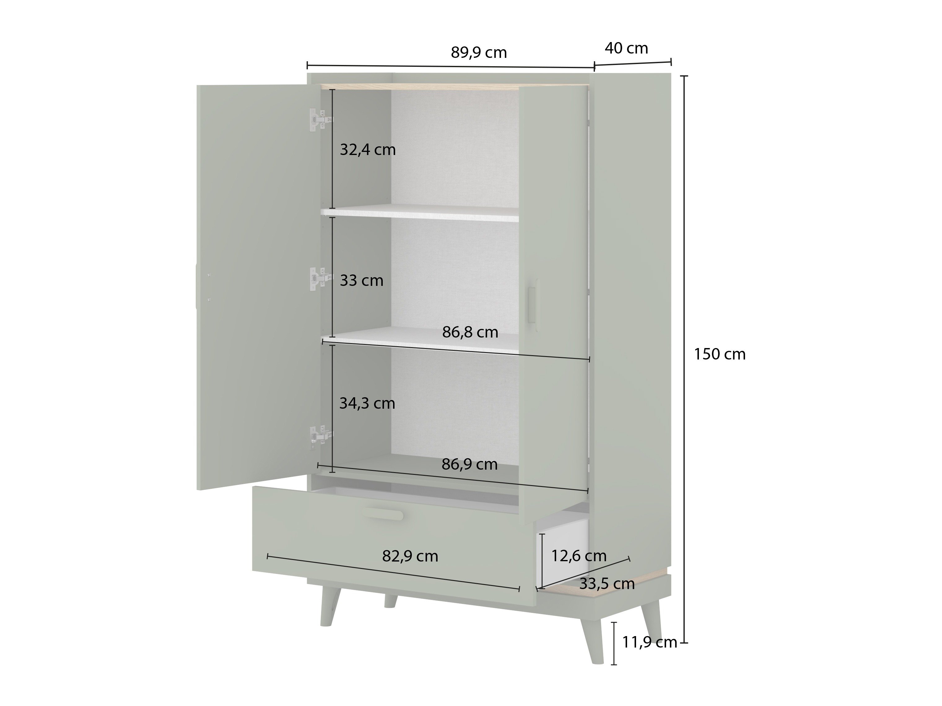 Étagère Fertalu 105 (Vert + Chêne)