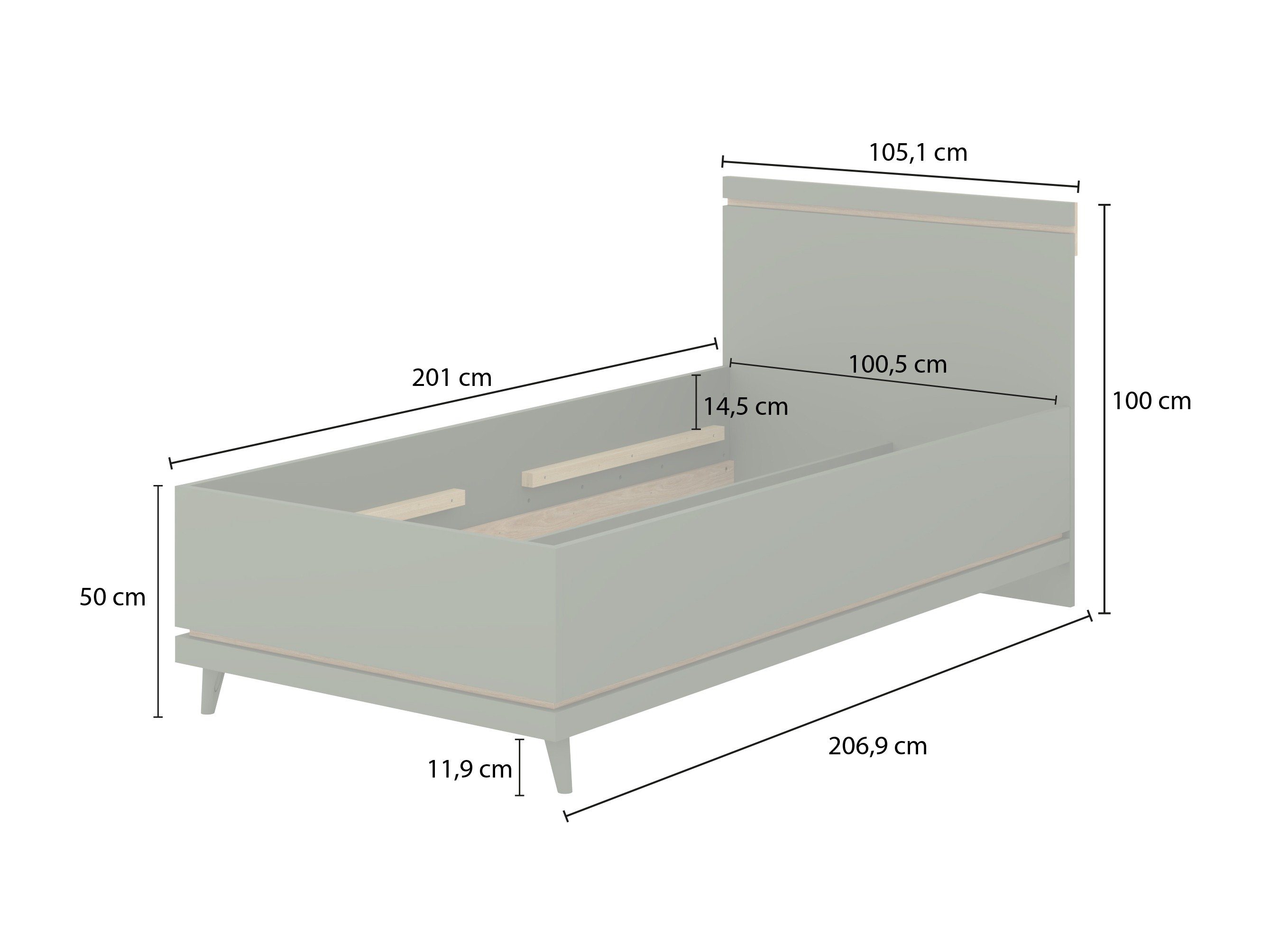 Lit Fertalu 107 (Vert + Chêne)