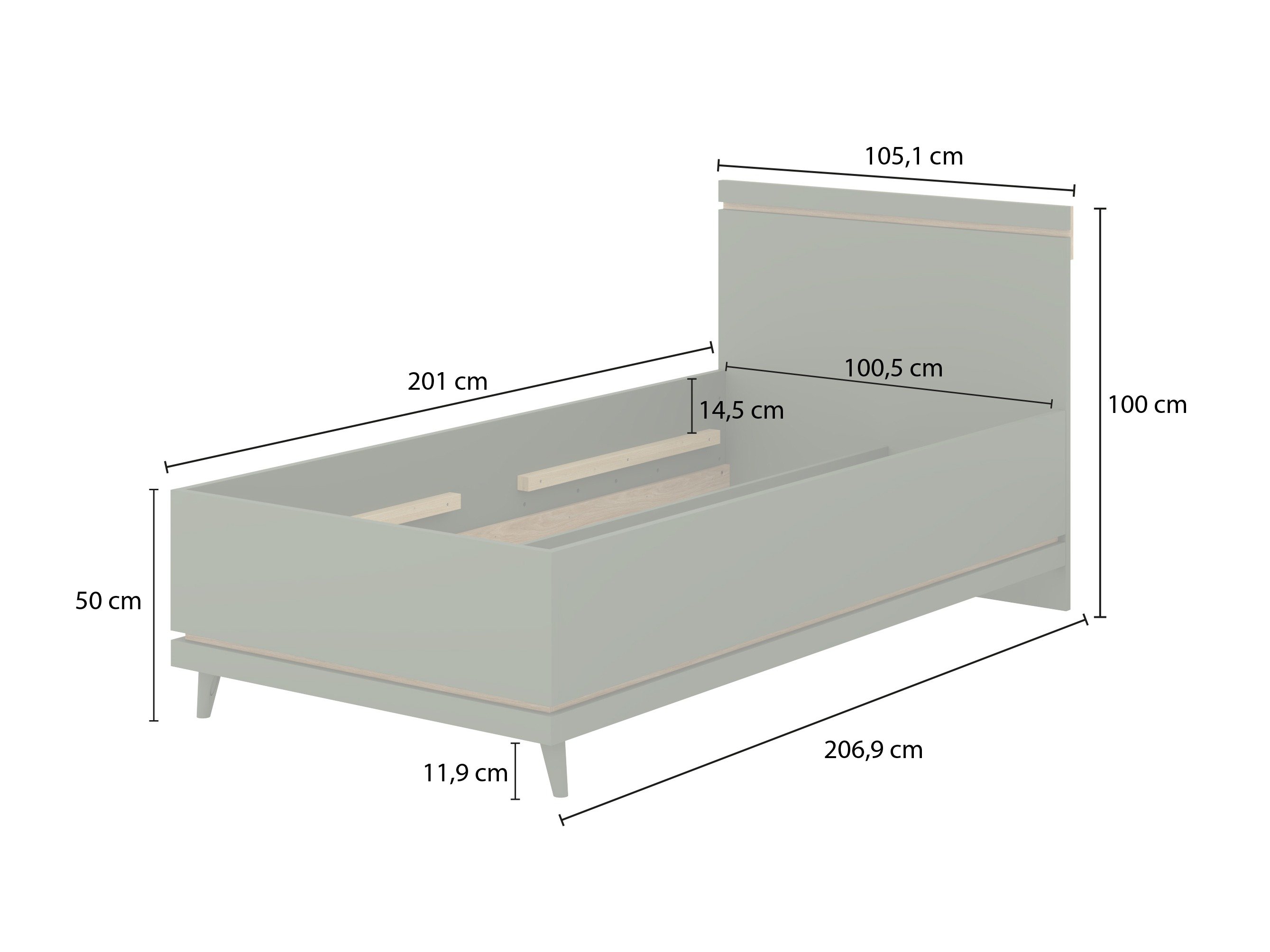Lit Fertalu 107 (Vert + Chêne)