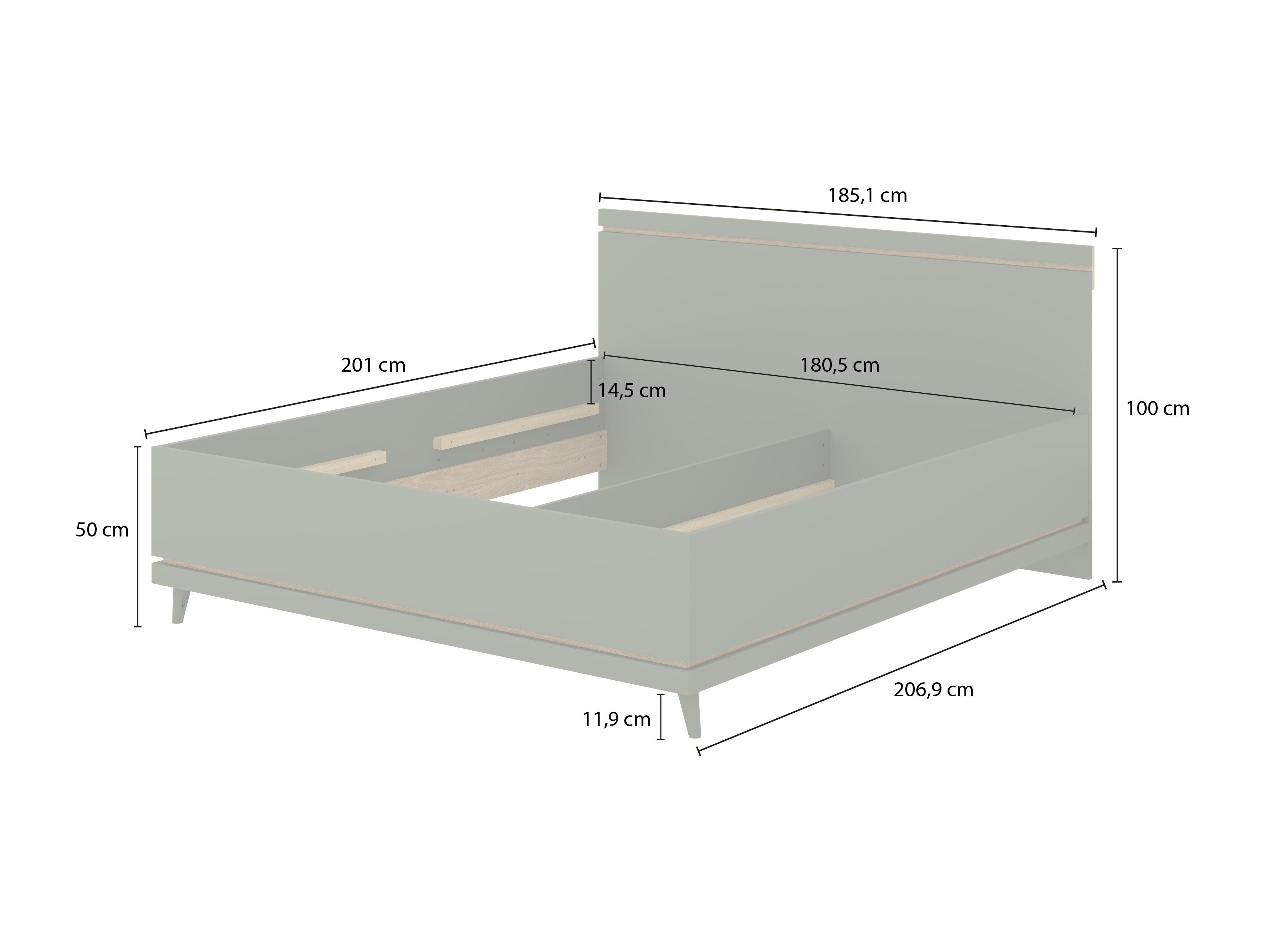 Lit Fertalu 107 (Vert + Chêne)