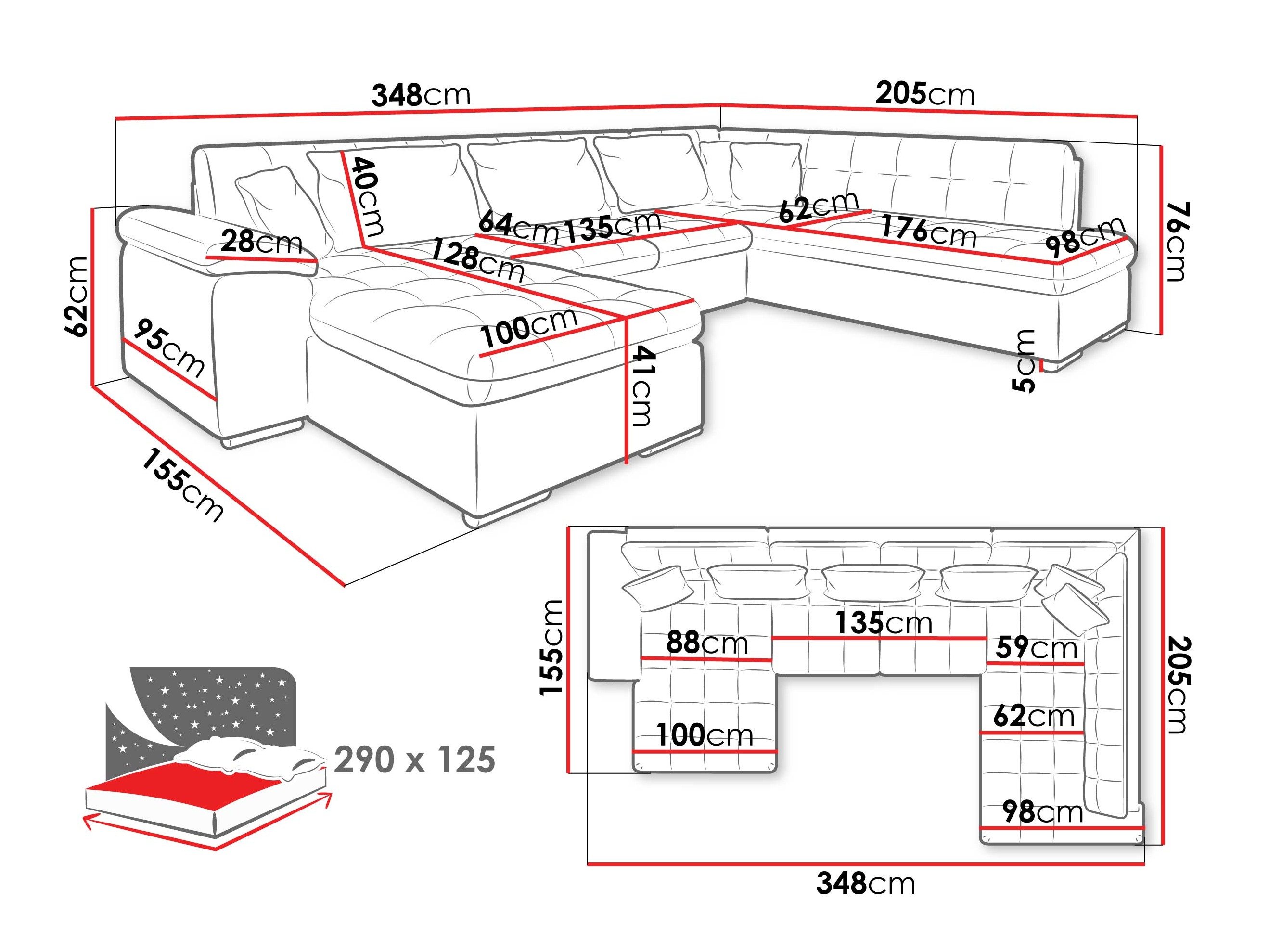 Canapé d'angle Comfivo Gemma V (Maya 09 + Corbett 78)